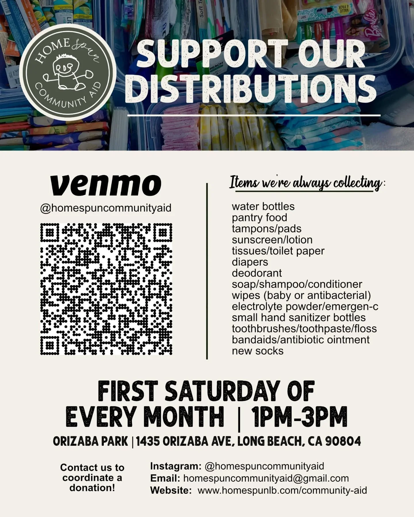 Want to help? Here's how! 
We're always collecting donations of all kinds.
Have a question? Don't hesitate to reach out! ❤️