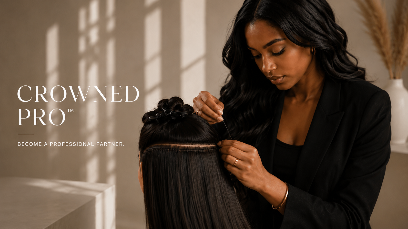 Luxury salon precision styling moment