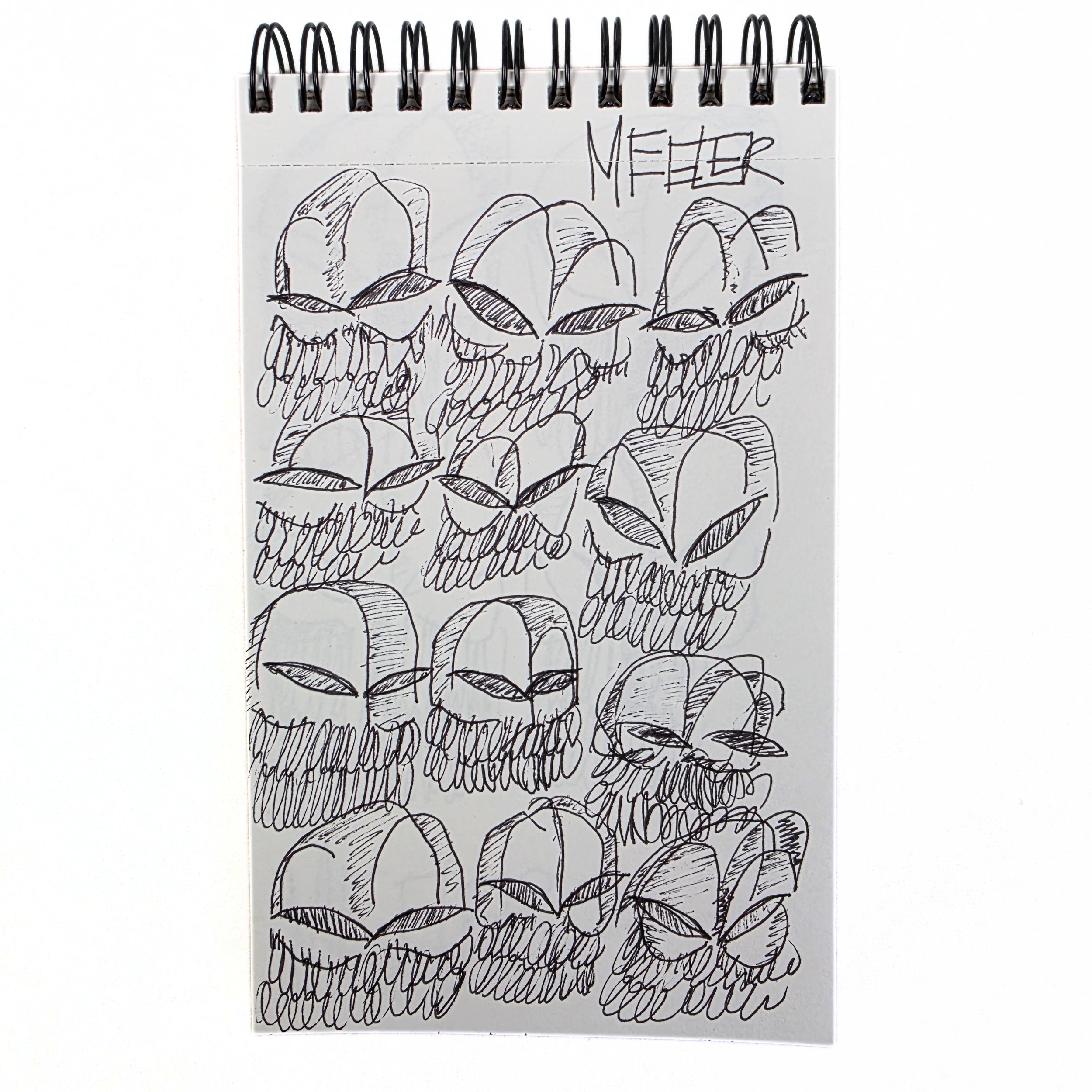 Multi Skulls Sketch Original Meeler 4x6in