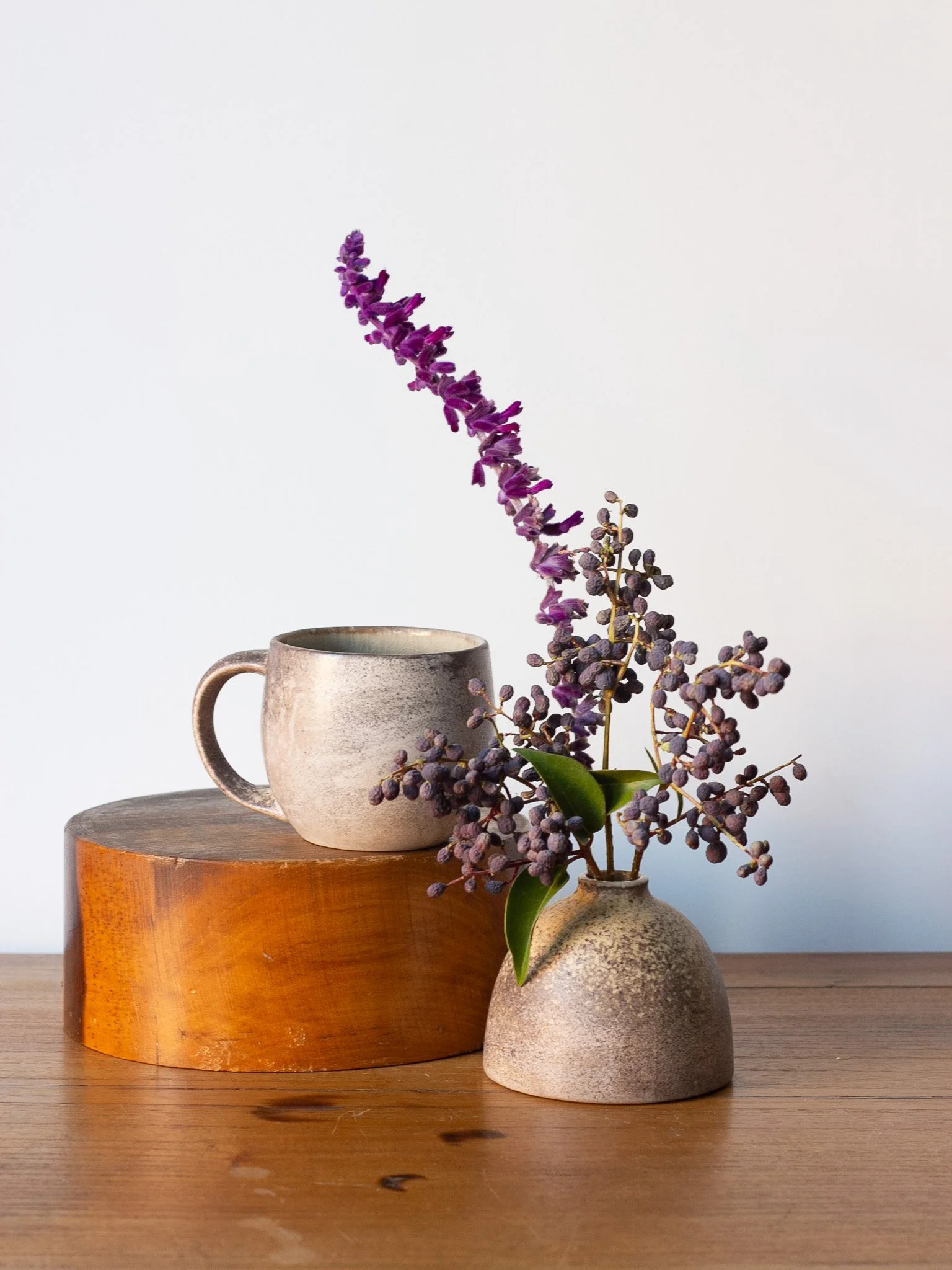wood fired coffee cup and bud vase for home or office