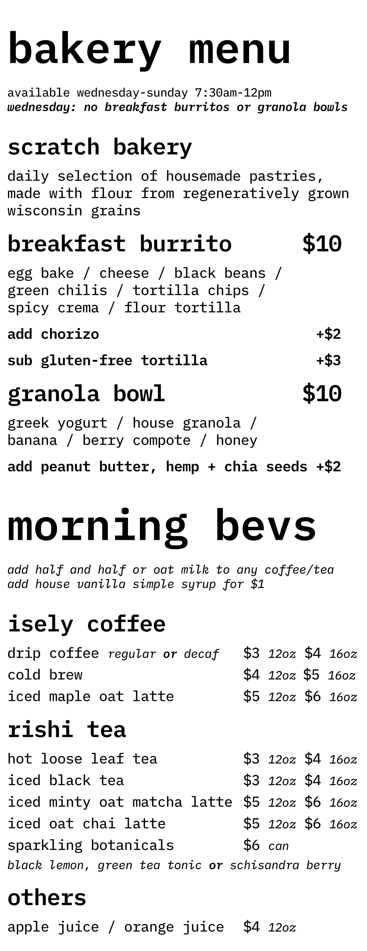 bakery — Sway Brewing + Blending