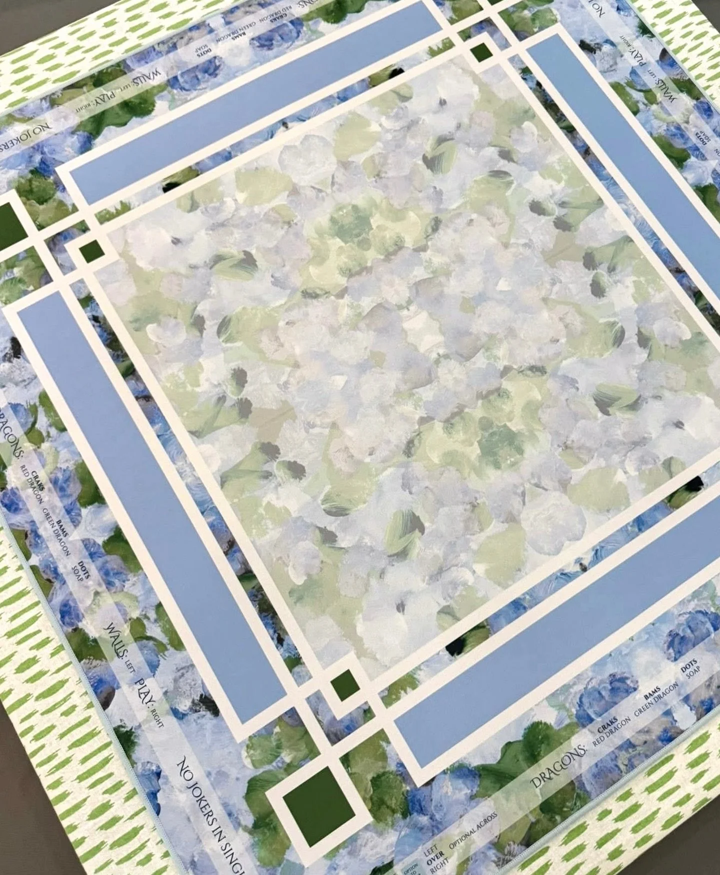 Let&rsquo;s talk tablecloths. My go-to are the Dash tablecloths from Holly Stuart Home. They come in tons of colors, have the perfect mix of fun and whimsy, and somehow work with almost every mat I&rsquo;ve seen. Shown here in Green Tea with the Hydr