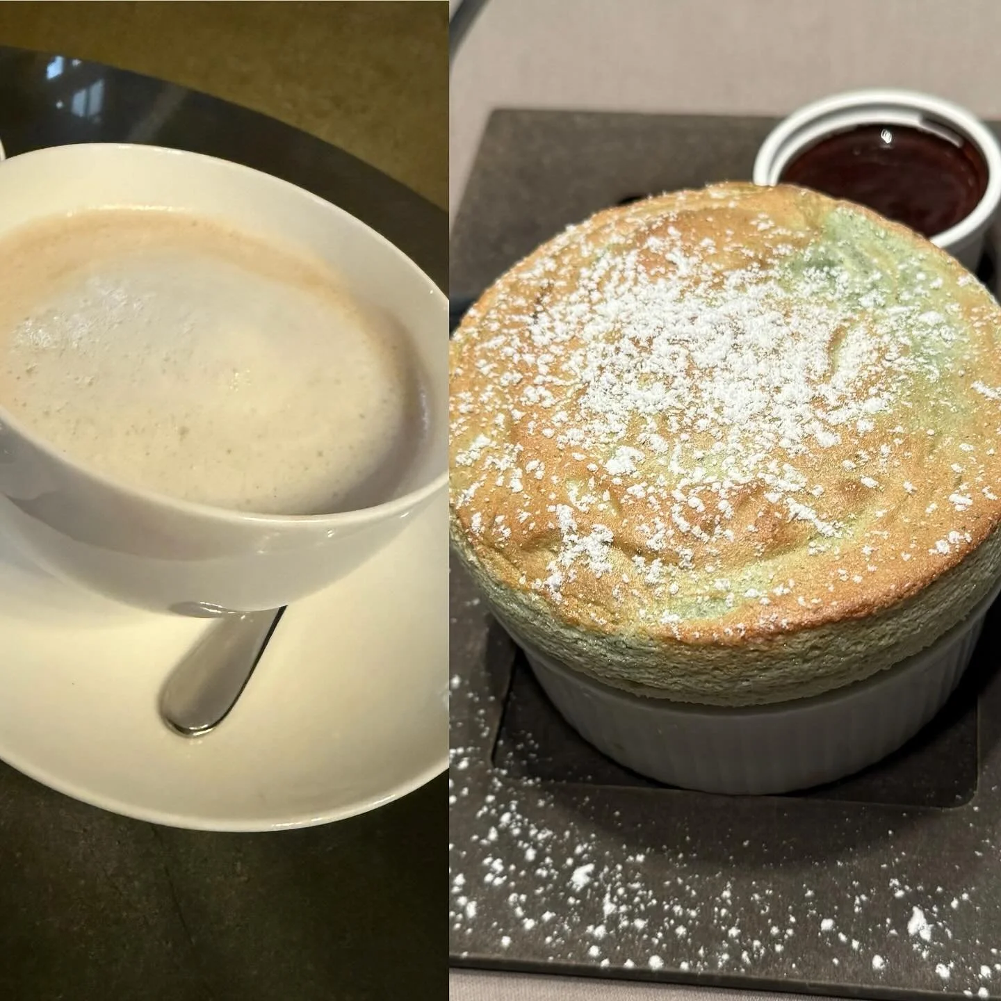 Two of the best things about #Paris! Amazing lattes and soufflés!