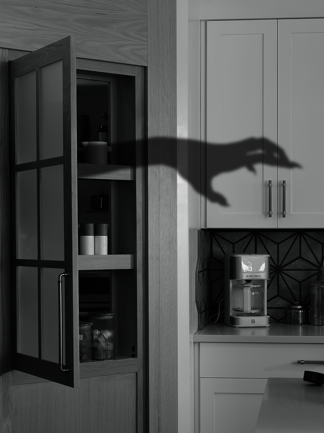 Nosferatu reaching through the Dutch Pantry Door just in time for Halloween on organic social.