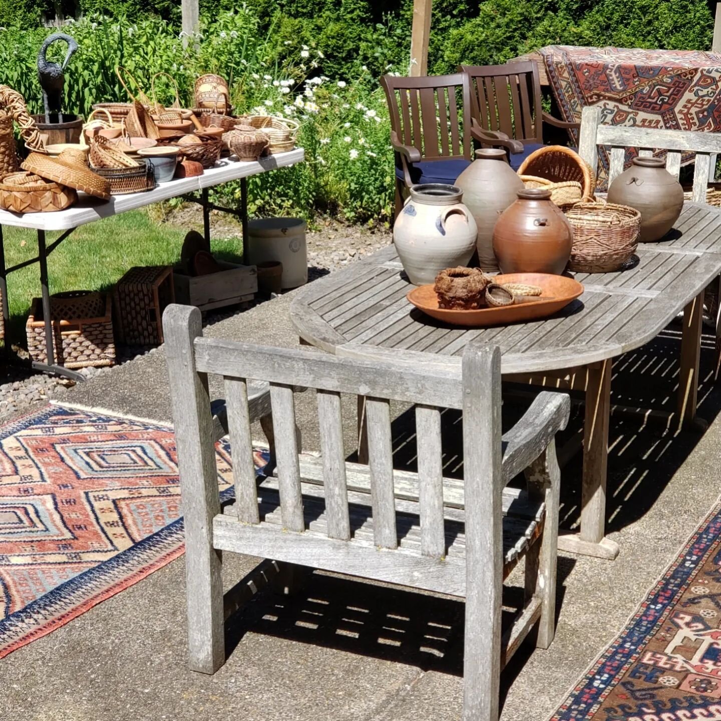 Our estate sale in Hillsboro, OR  this weekend has *incredible* treasures from around the world, both contemporary and vintage...the rugs alone have us swooning!  Also, stunning vintage clothing, everything kitchen, furniture (for indoors and outside