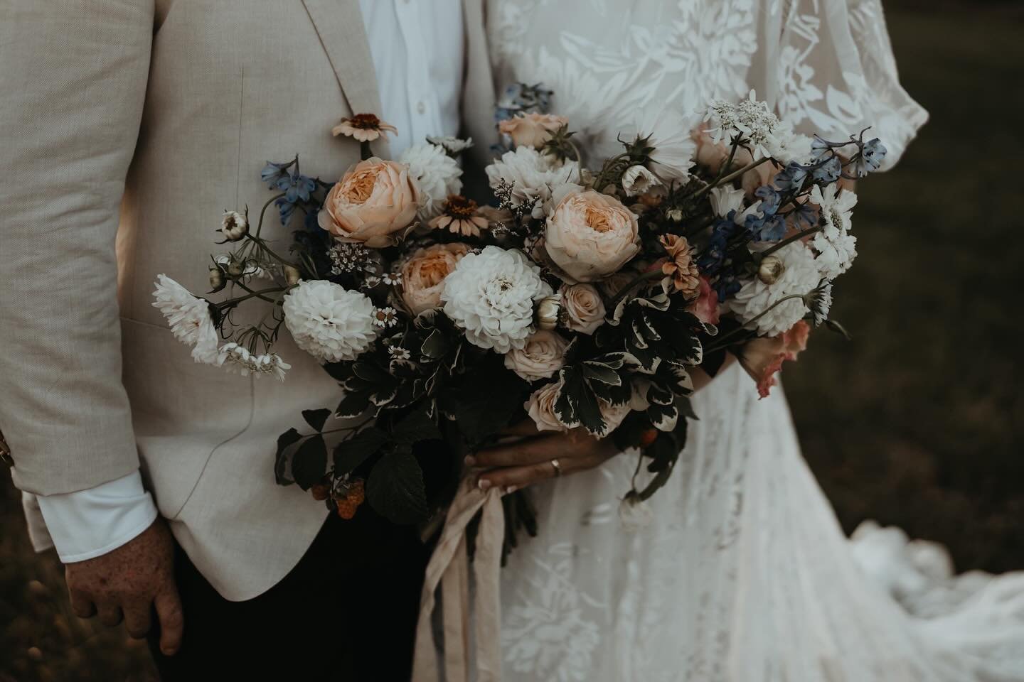 Bridal bouquets are one of my favourite things to plan and design&mdash;and this one was no exception! It was a wonderful welcome into the summer garden season, with soft peaches and blues! J &amp; H&rsquo;s day was such a fairytale dream and I loved