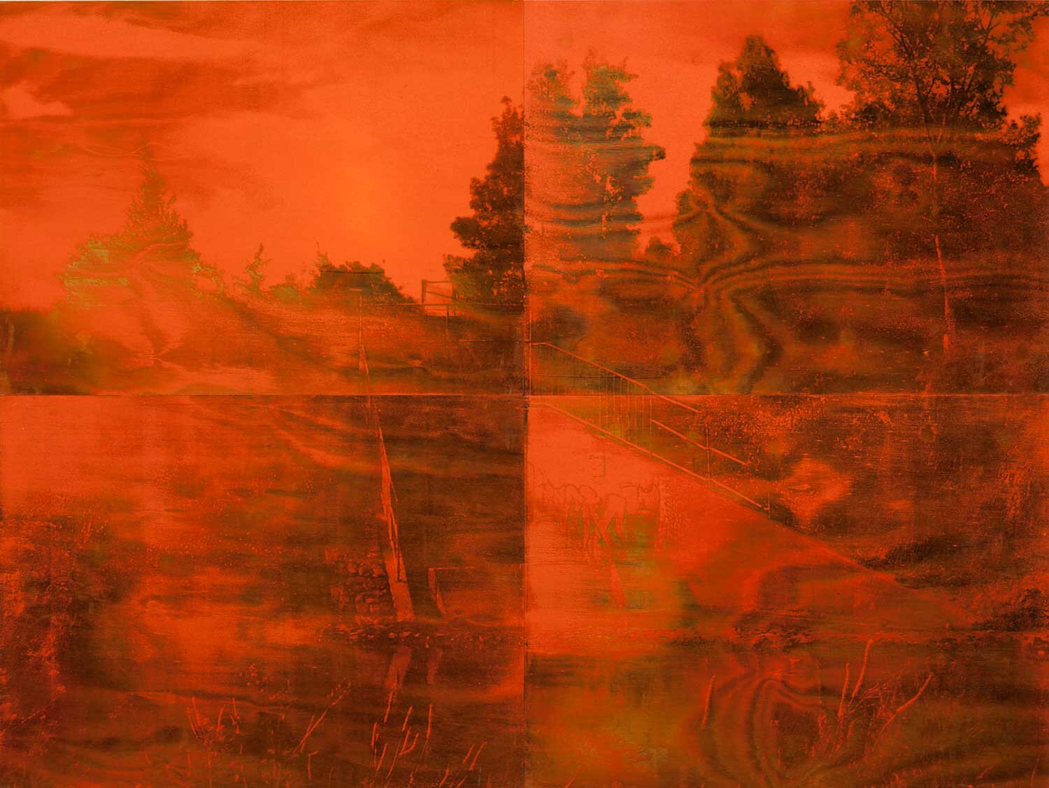 A Quiet Day on the Merri Creek after Tom Roberts, 2012, digitally inscribed block on board, 60 x 80 cm.