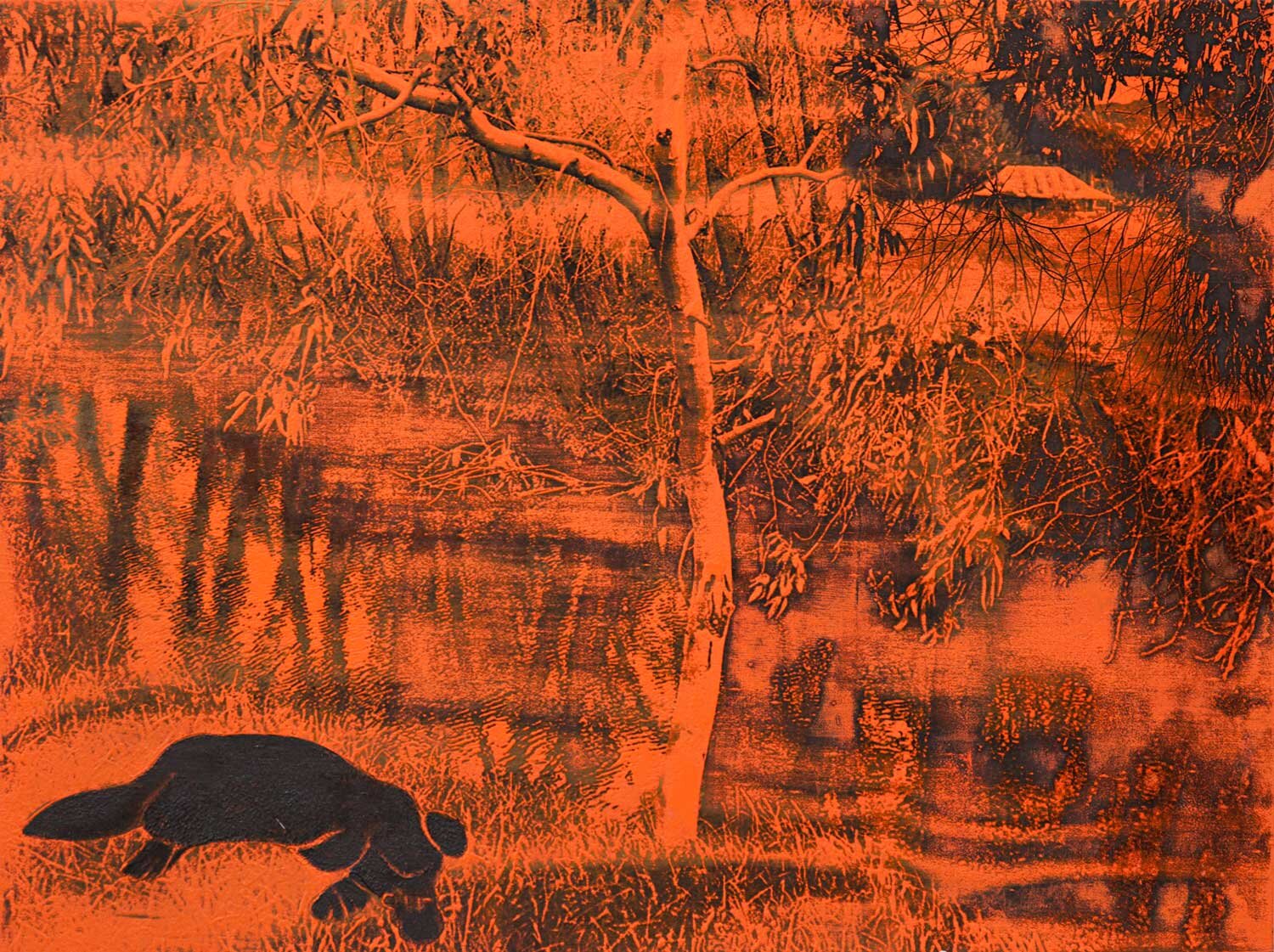 Rewilding, 2012, digitally inscribed block on plywood, 60 x 80 cm.