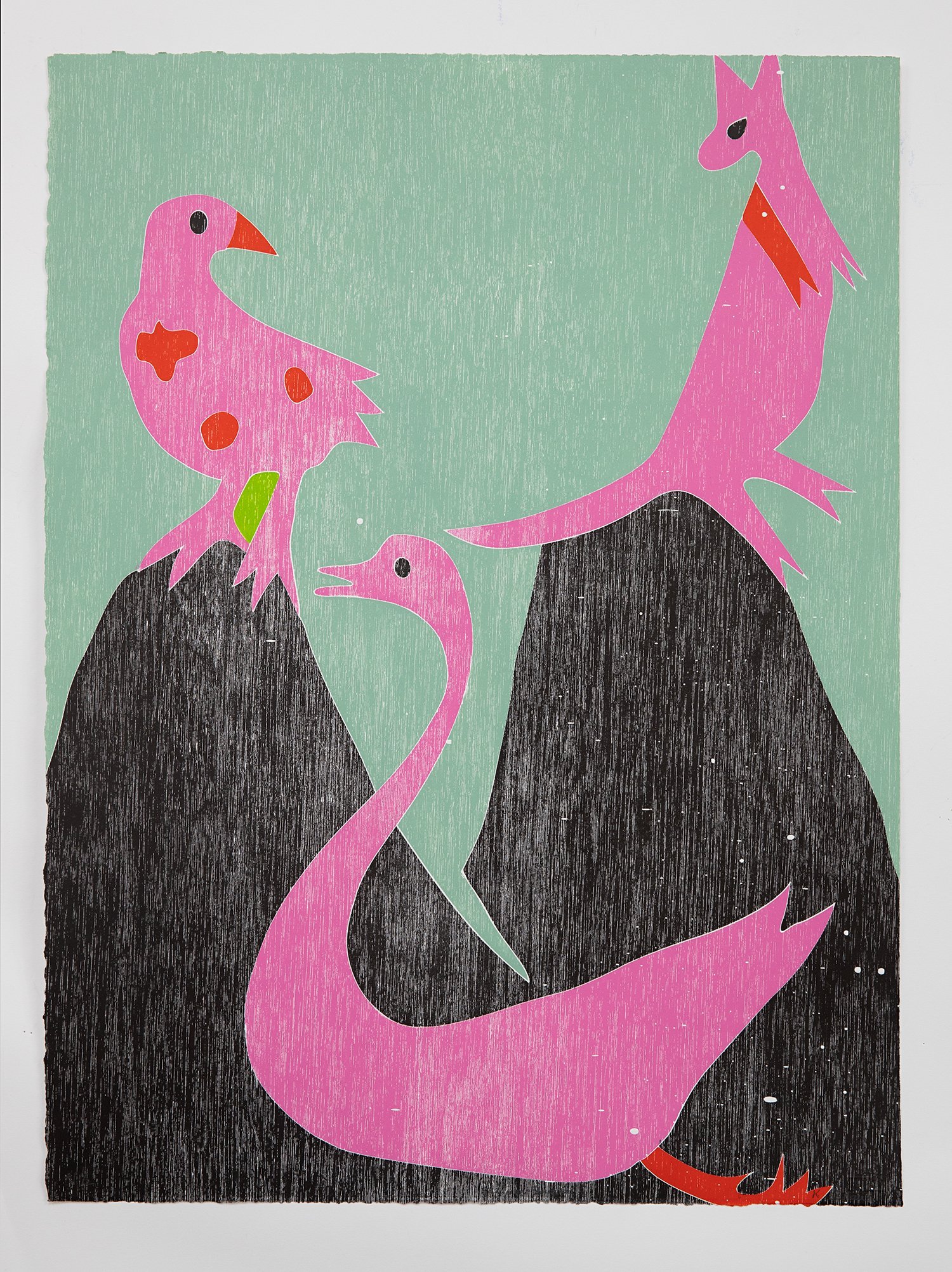 Strange Country, 2023, jigsaw woodblock print (printed through Australian Print Workshop), 76 x 65cm.