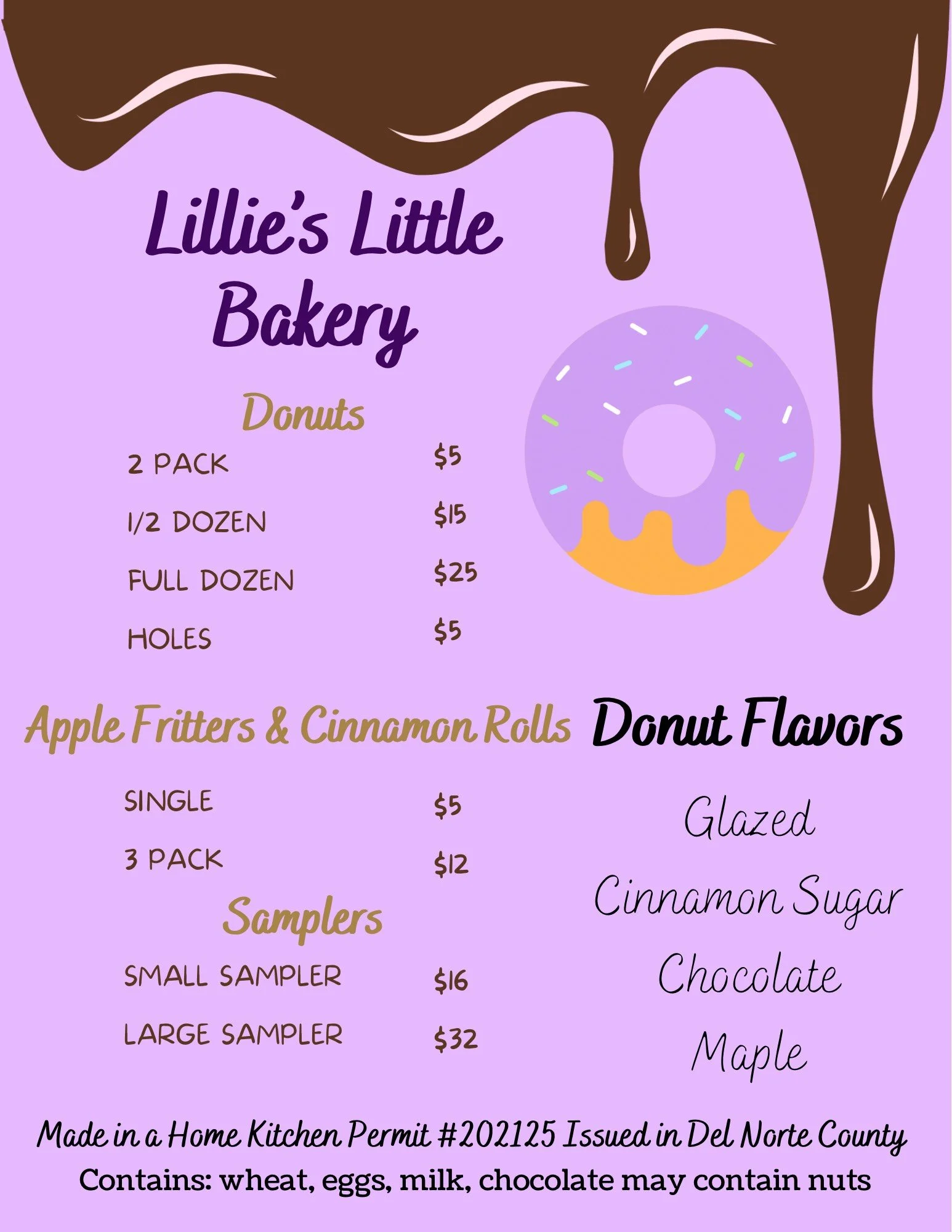 Menu — Lillie's Little Bakery