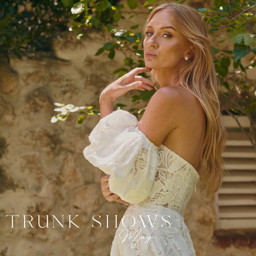 TRUNK SHOWS: MAY 2024⁠
⁠
Brides, we are so excited to announce the dates of our upcoming trunk shows for our latest collection! Be the first to see the White April JULIETTE collection in person at the trunk shows being held by our wonderful stockists