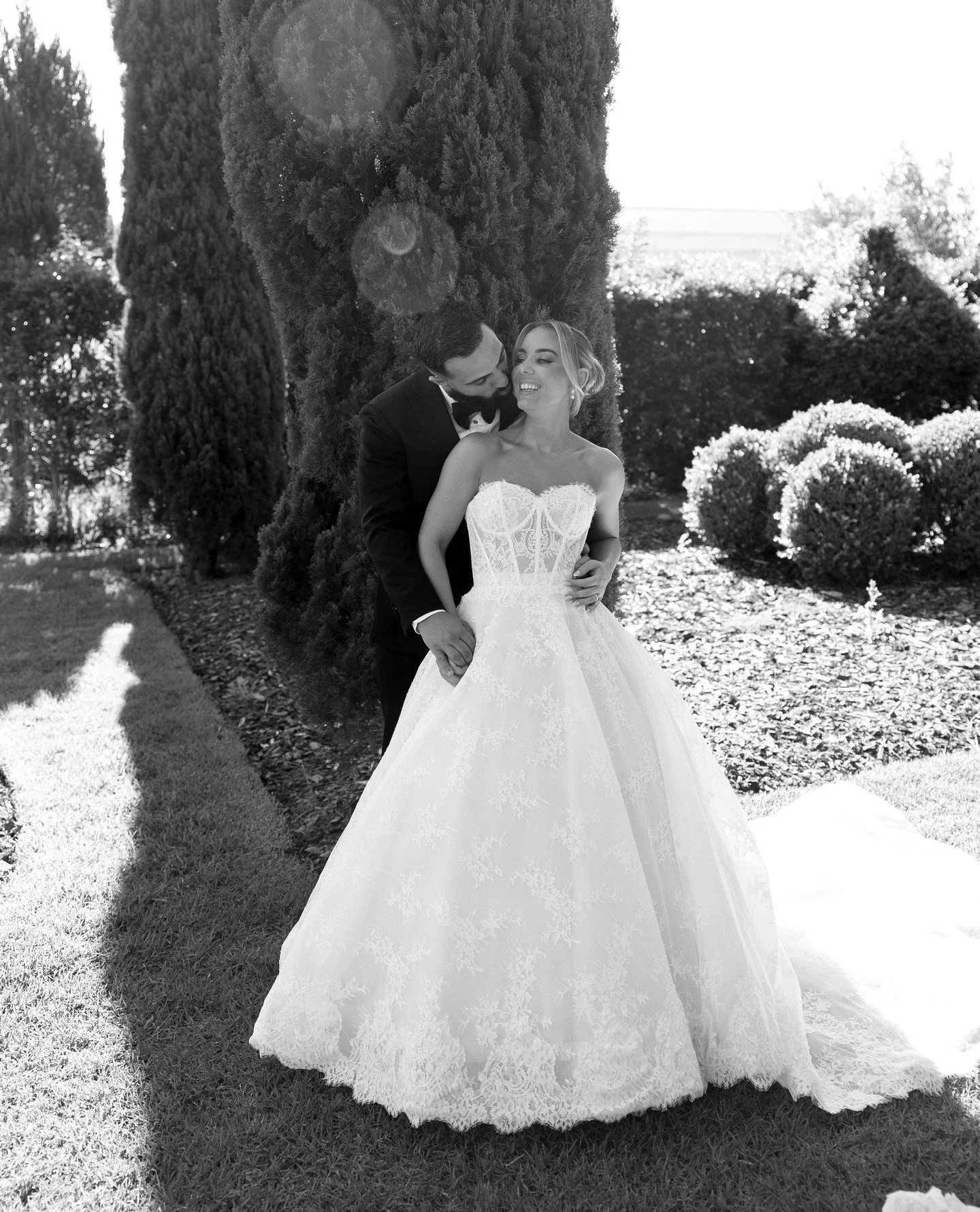 Victoria and Andrew&rsquo;s wedding day, at @themerribee 🤍⁠
⁠
Wearing a custom WA23026 gown.⁠
⁠
Photography &amp; Videography | @reverieweddings_⁠
Florist | @fromirisstudio⁠
Coordinator | @wedeventcreators⁠
Celebrant | @katie_king_marriage_celebrant