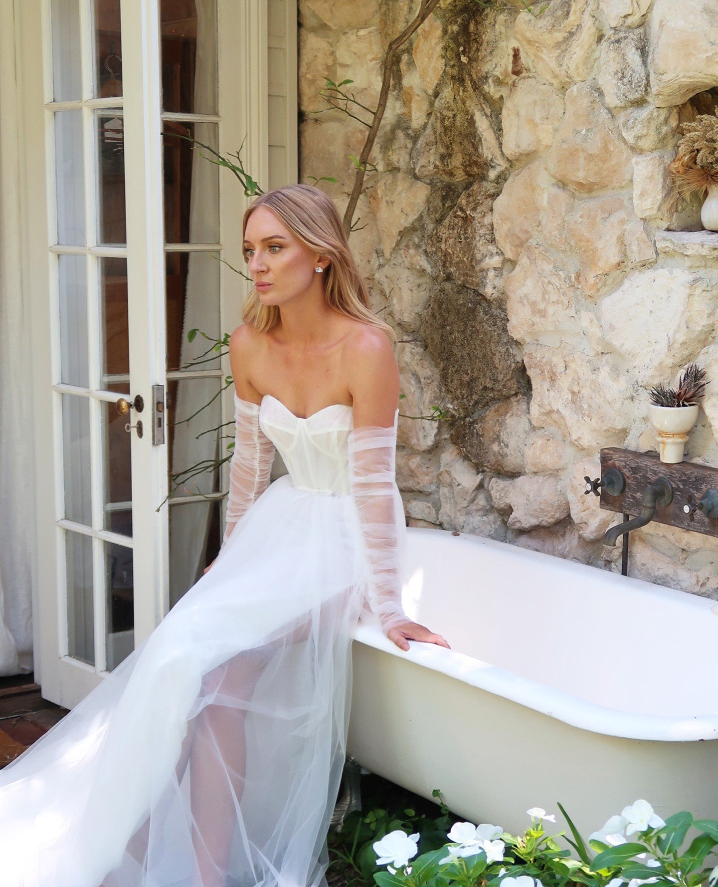 Timeless, delicate and structured.⁠
⁠
The WA22923 gown from our Juliette collection. 🤍