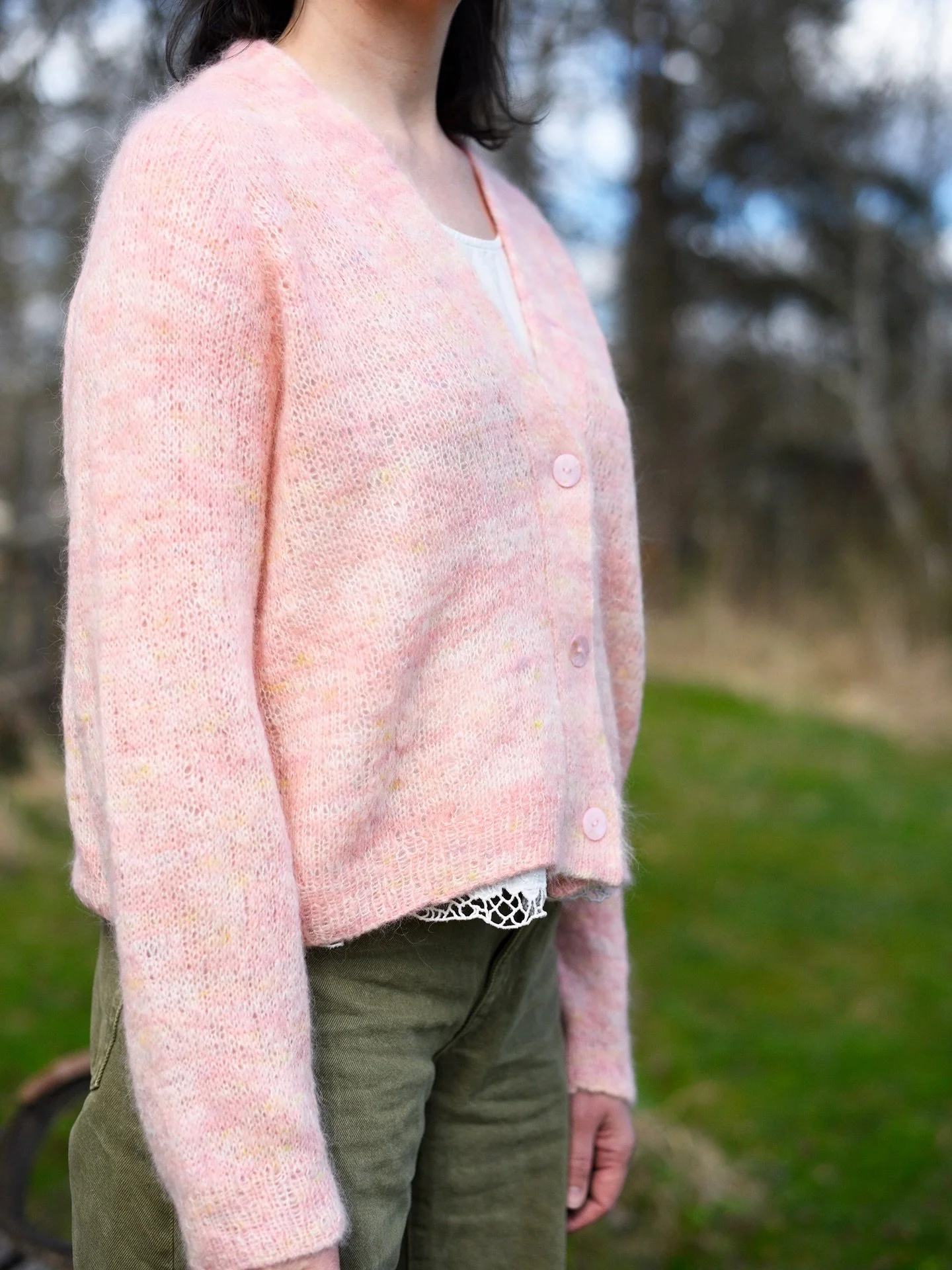 Today was a photo shoot day for many upcoming designs ✨

Shown here is my Elma Cardigan, a dream cardigan I feel we all need in our wardrobes! It&rsquo;s soft and light and so lovely to wear! Knitted with @litlg Suri Silk Cloud in colorway Watermelon