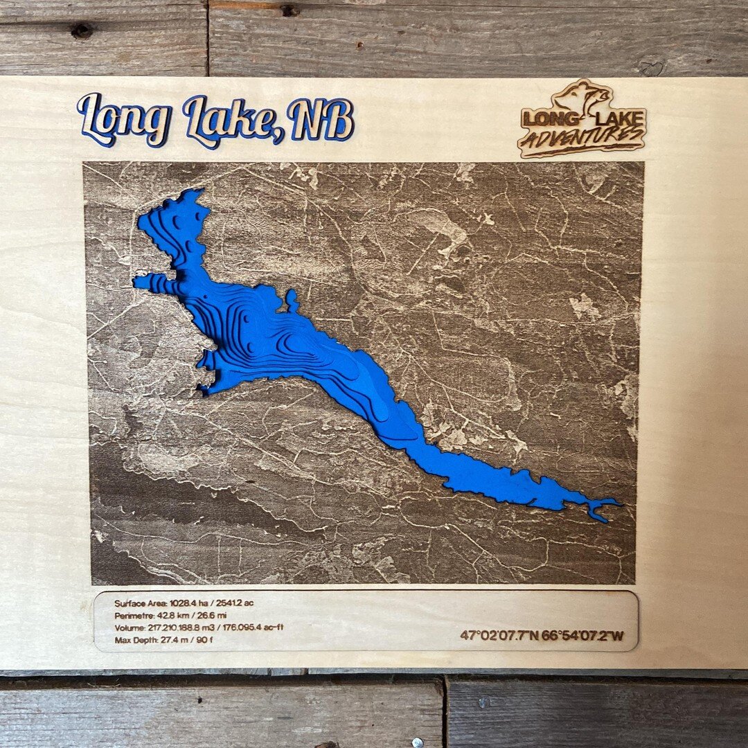 This morning we&rsquo;d like to do a shout out to @Home Crafted for this gorgeous 3D map of Long Lake. Check out their Facebook page and see all of the products that they create  #longlakeadventures #supportlocal #nblaketrout #explorenb