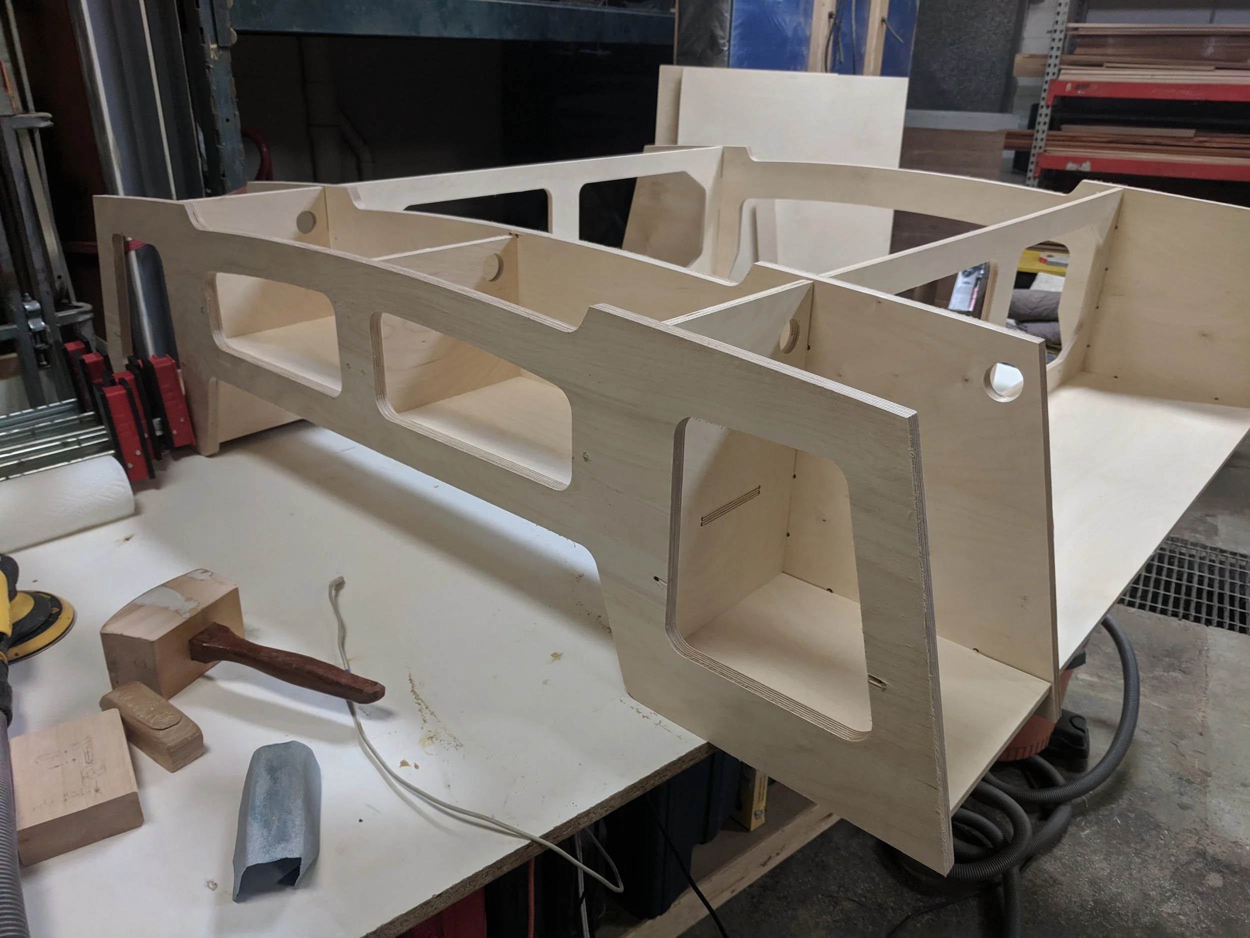 Sprinter van camper conversion: overhead storage