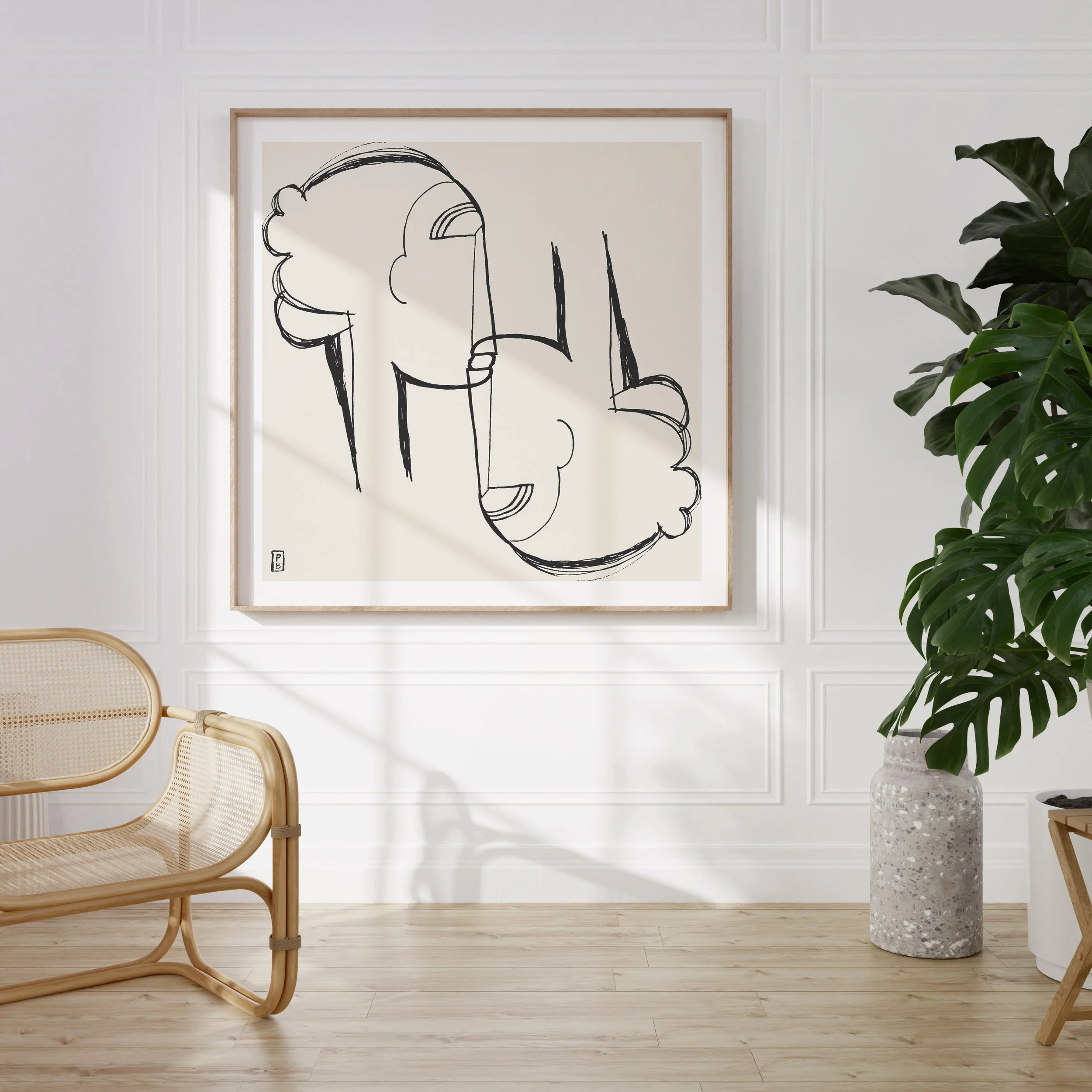 Line art from original drawing of double profile by Pascale Berkowitz