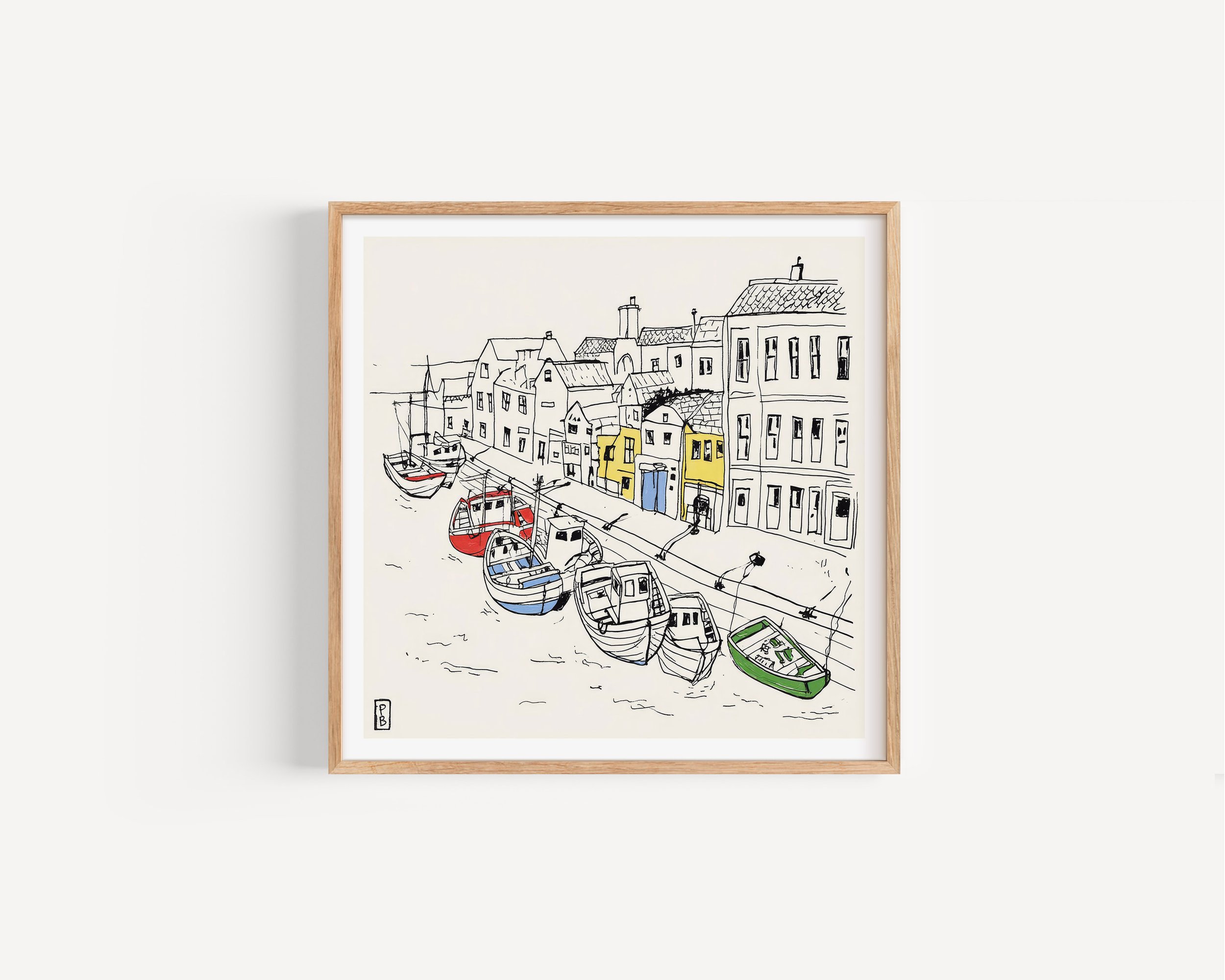 Travel prints line art of buildings in Copenhagen