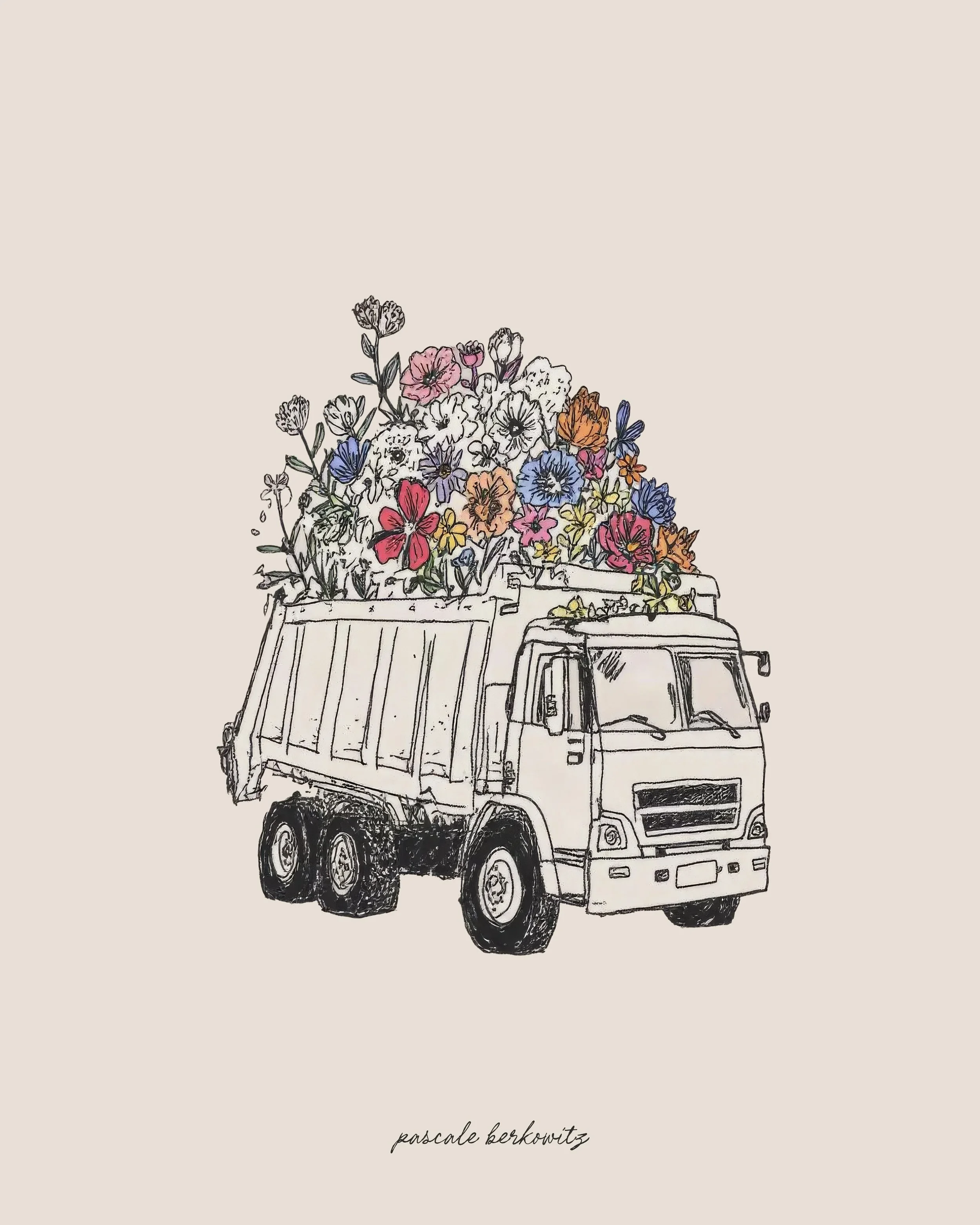 Dump Truck Flowers kids art
