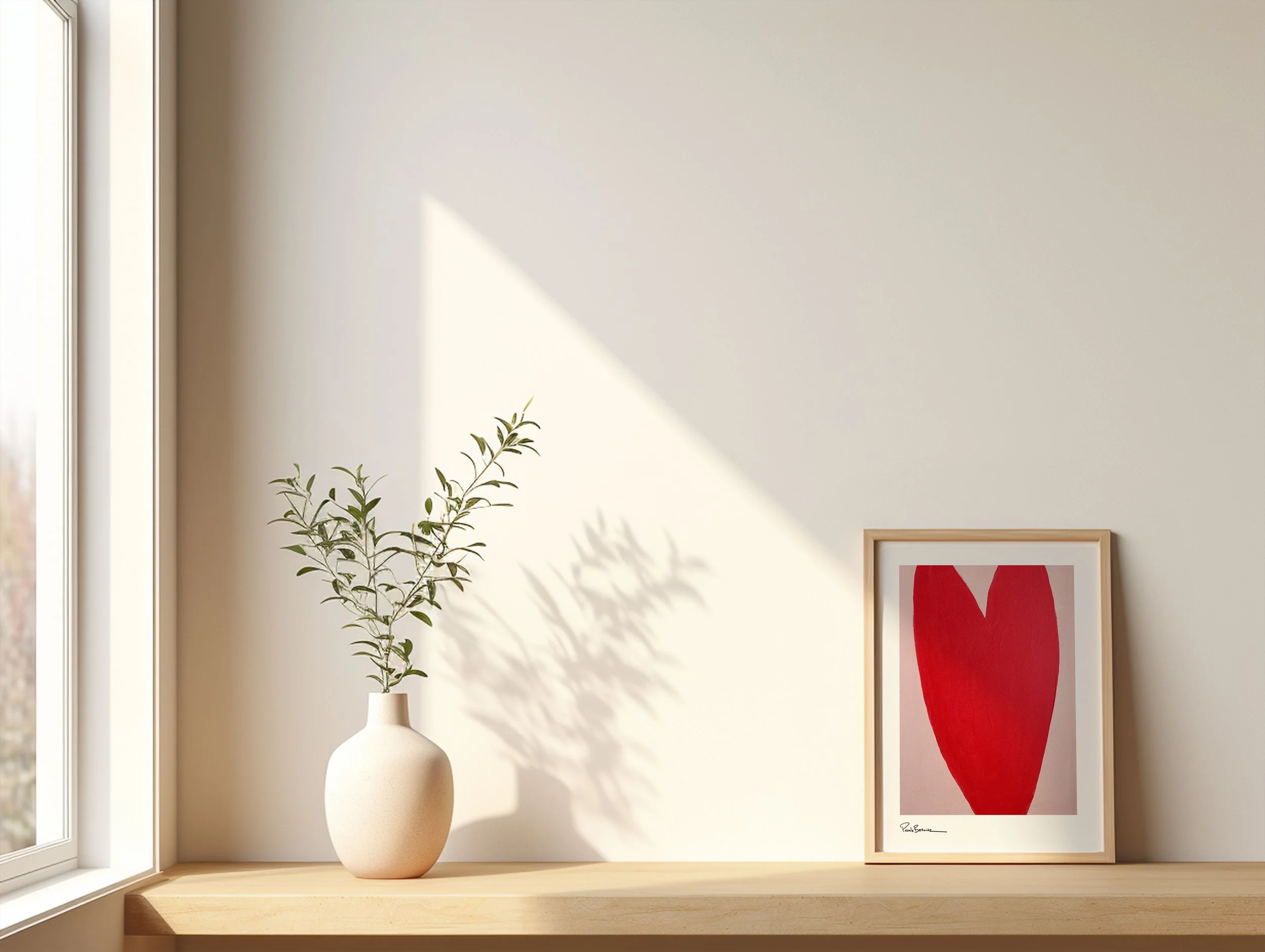 Red Heart art print from original acrylic painting by Pascale Berkowitz for at home wall art