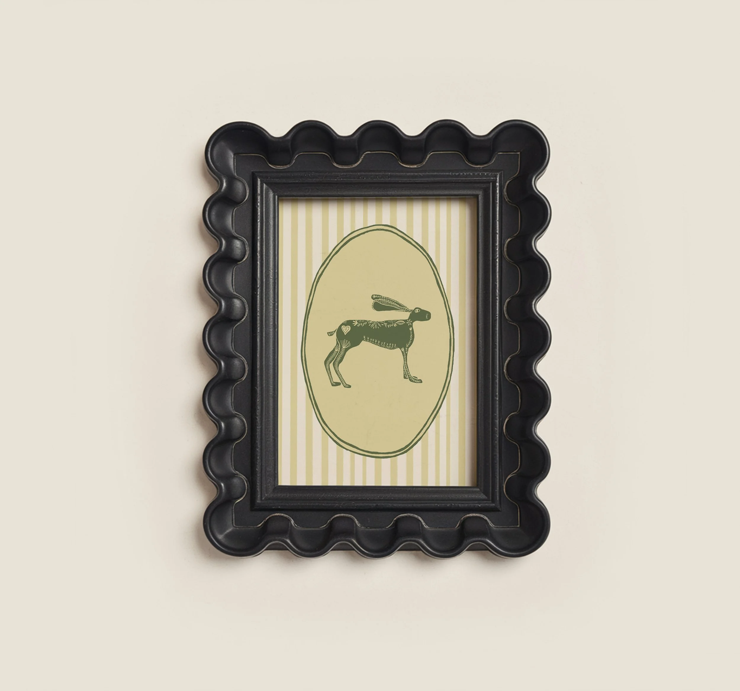 Hare folk art on stripes