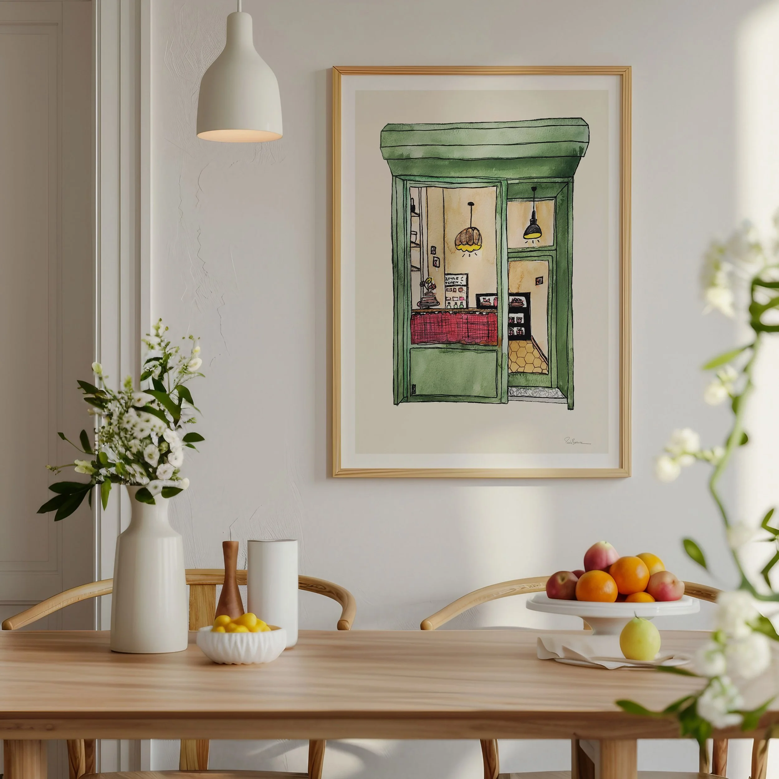 High quality paper print art of a New York bakery