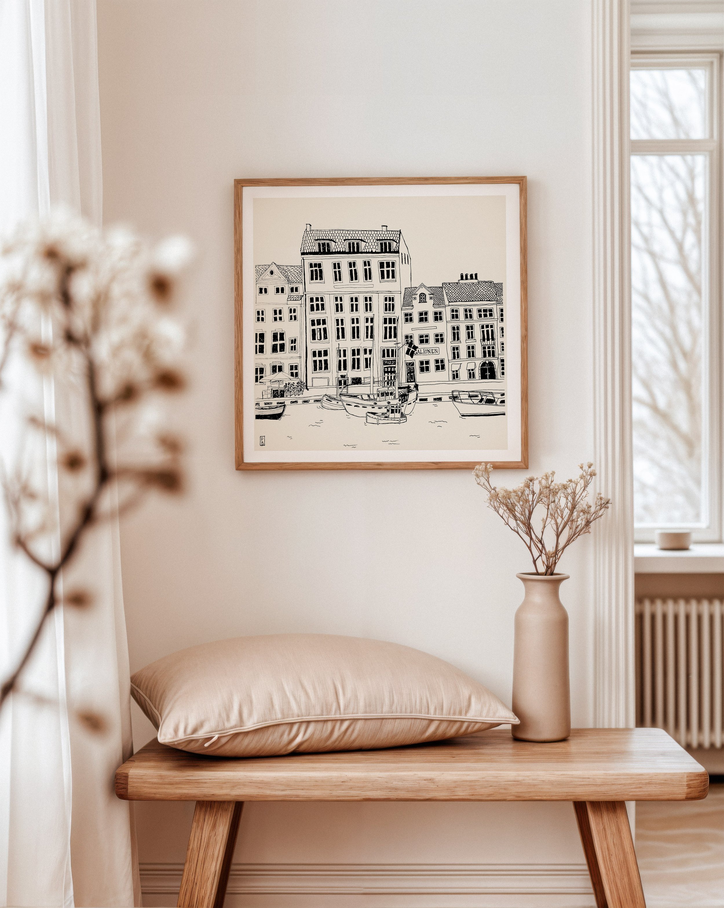 Copenhagen sketch art framed