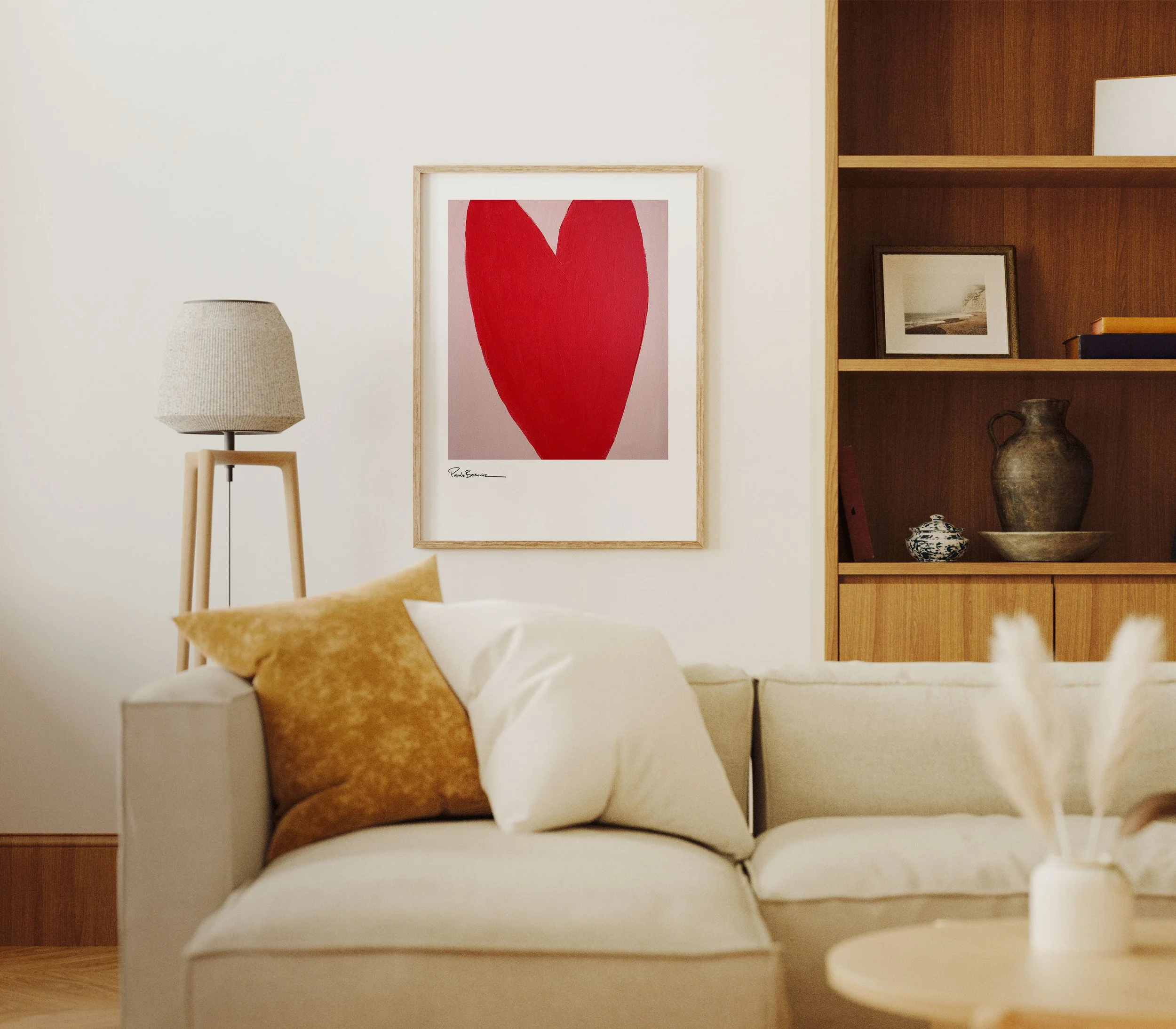 Red Heart art print from original acrylic painting by Pascale Berkowitz for at home wall art