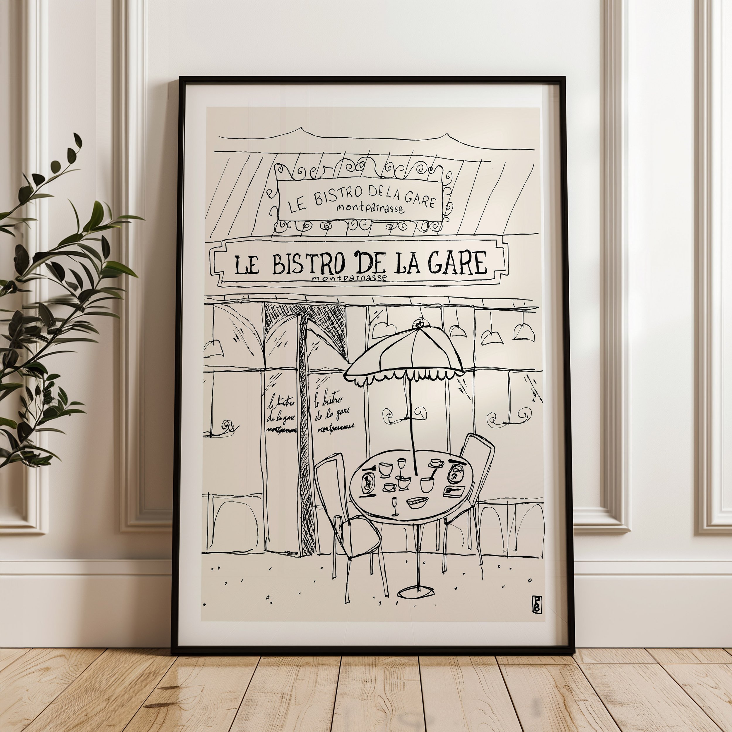 Travel print art of a cafe in paris wall art for home decor