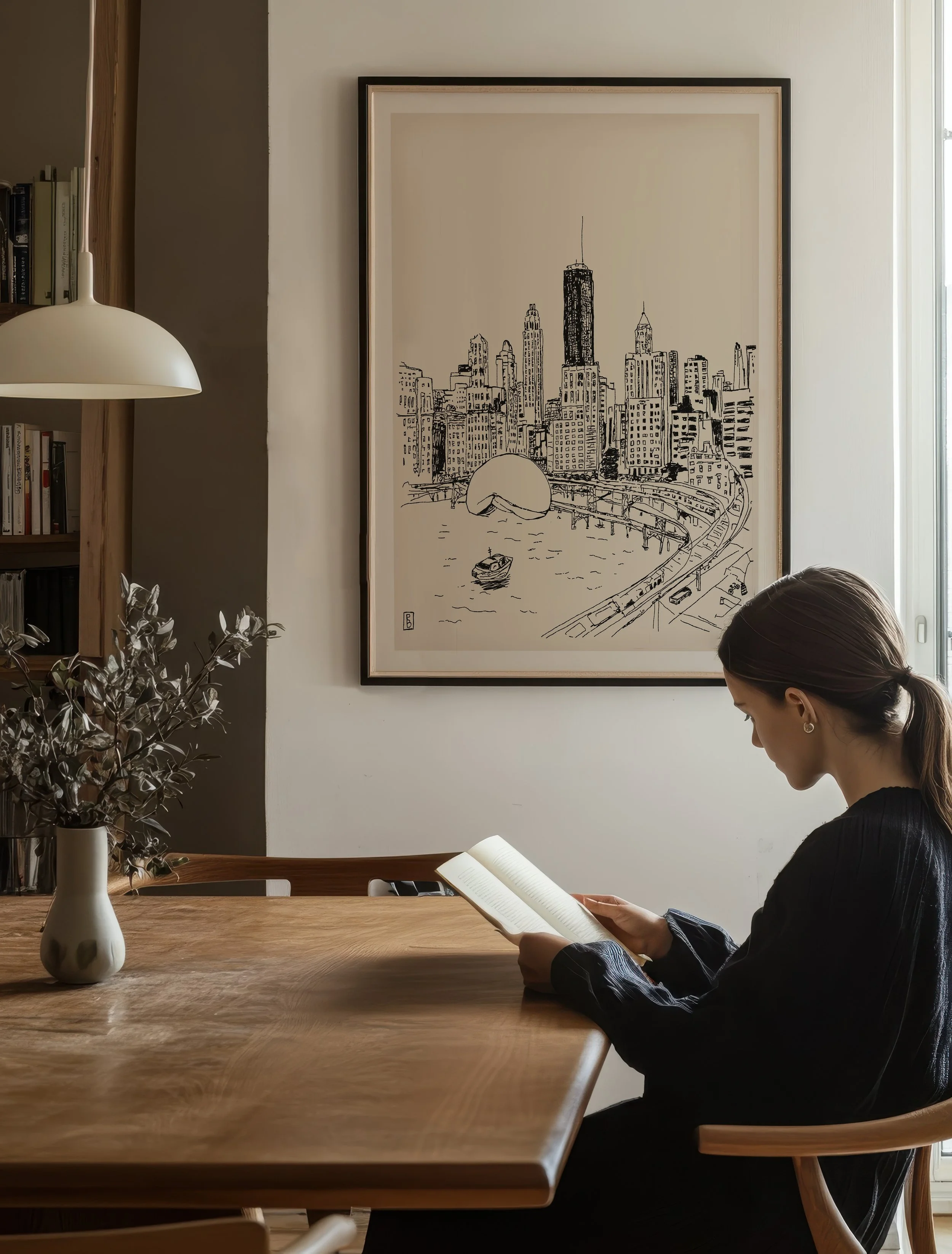 Travel print art of Chicago by Pascale Berkowitz