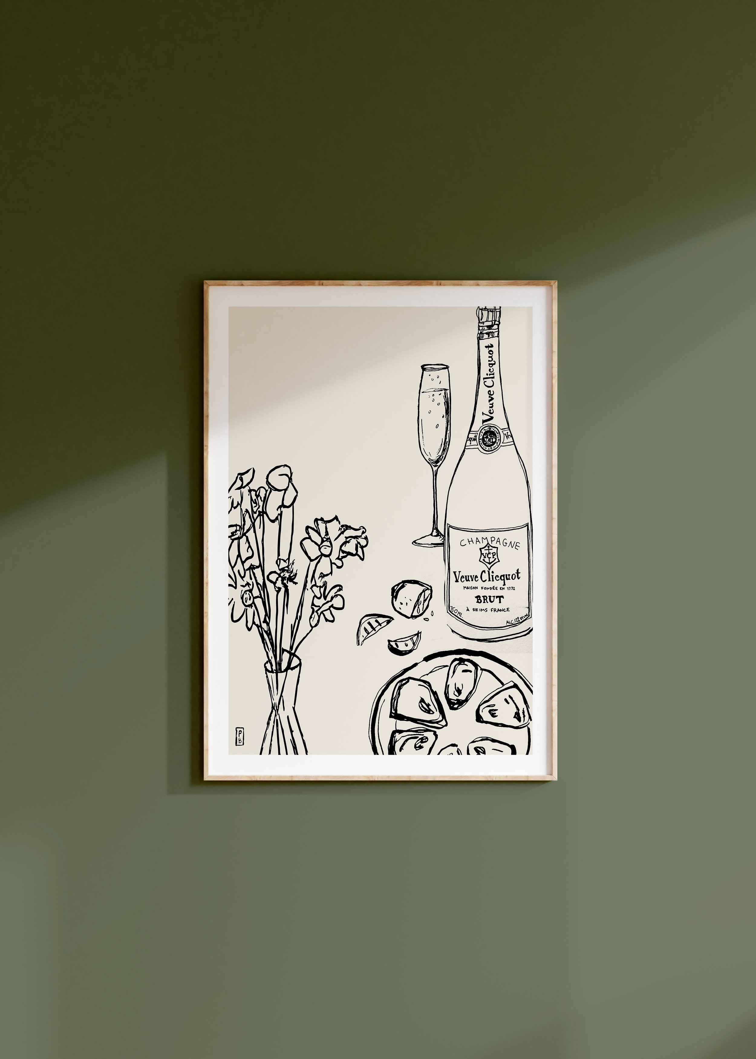 Food art pictures champagne and oysters