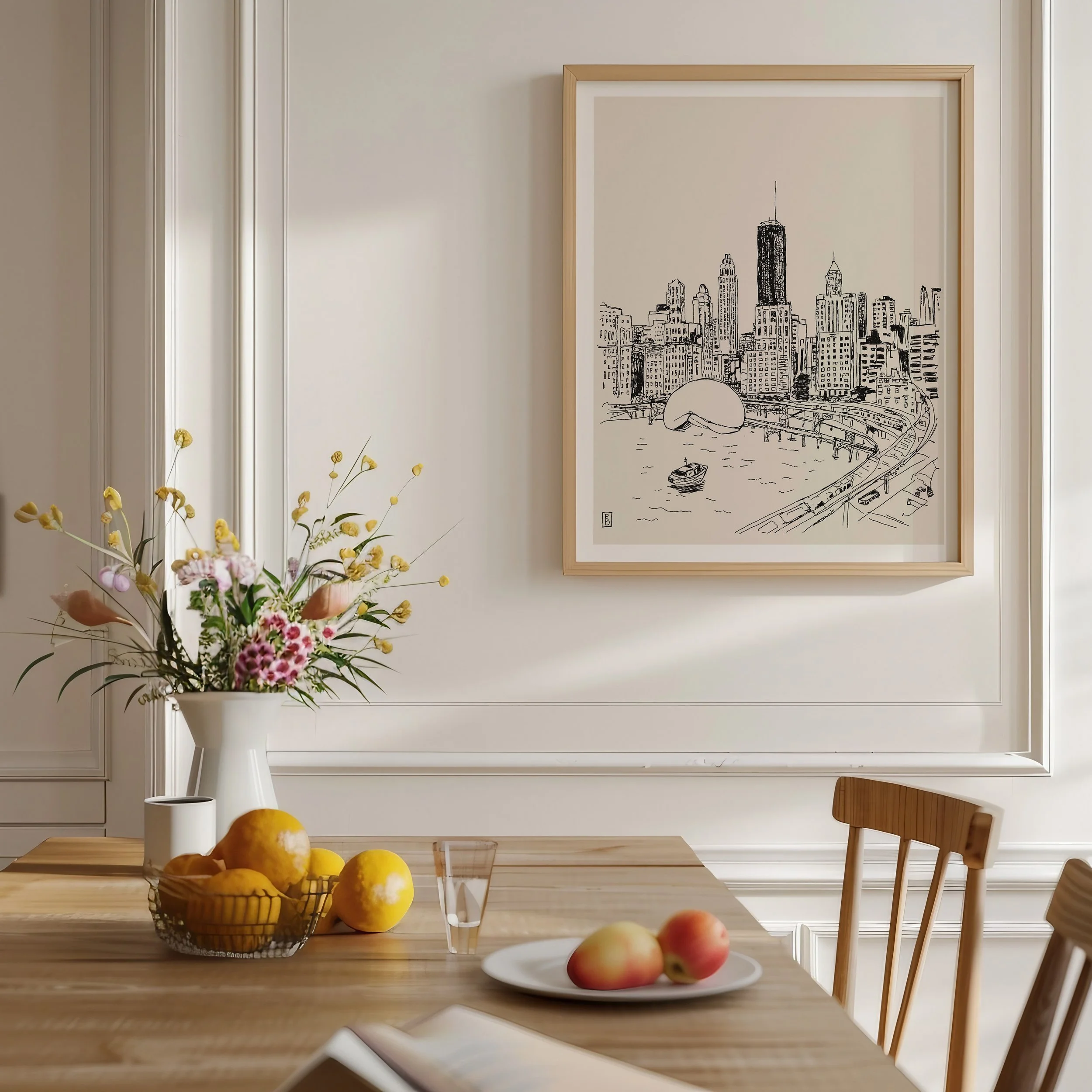 Travel print art of Chicago by Pascale Berkowitz