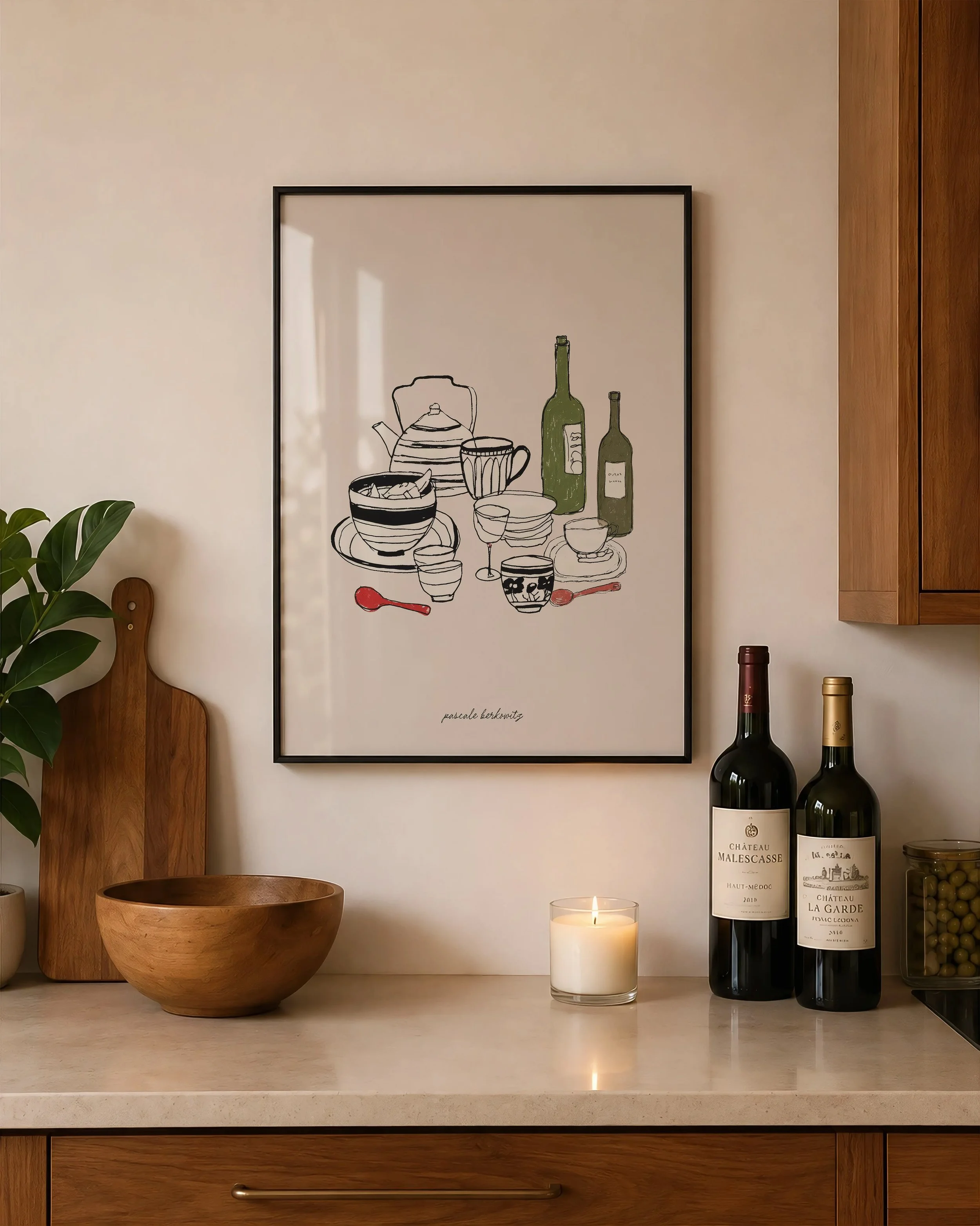 Tea and wine kitchen art