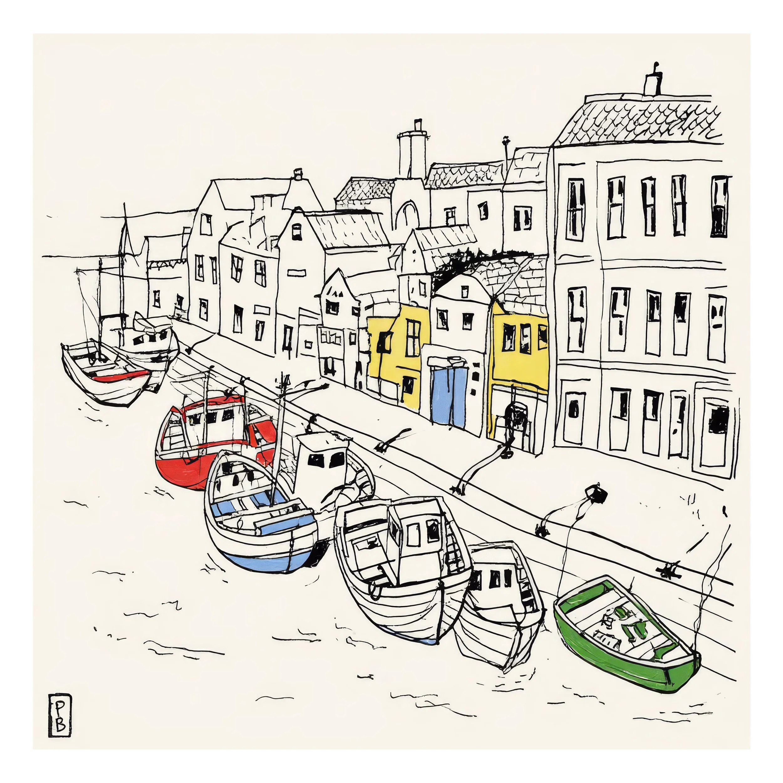 Travel prints line art of buildings in Copenhagen