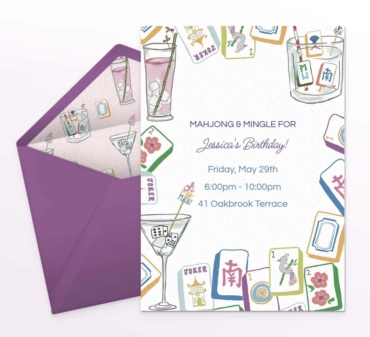 Mahjong Stationery Invitation