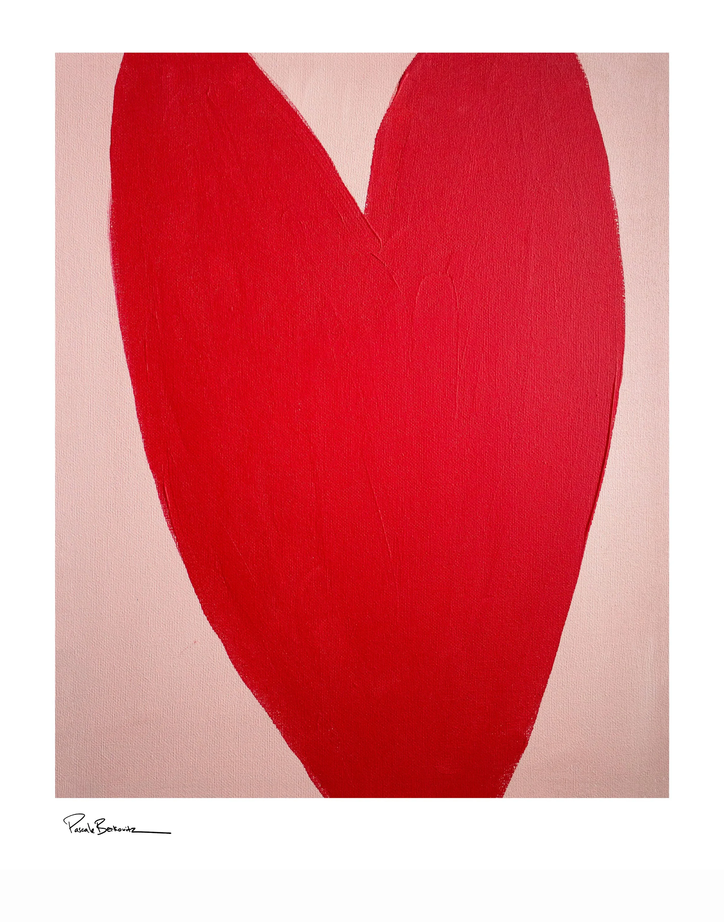 Red Heart art print from original acrylic painting by Pascale Berkowitz for at home wall art