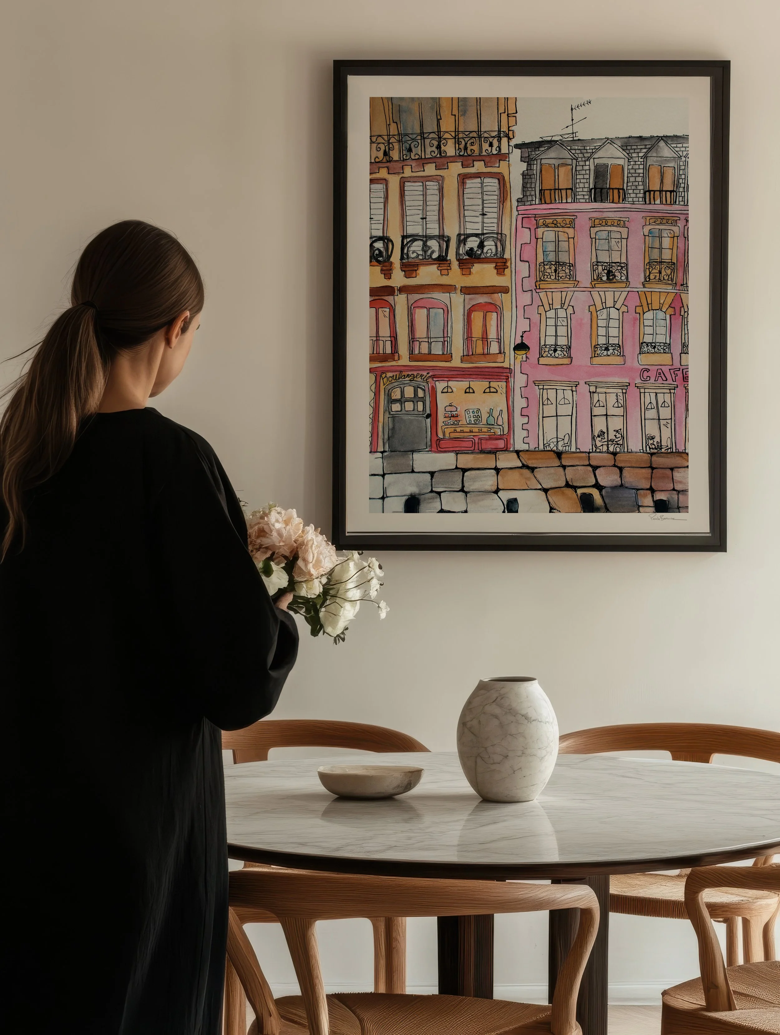 Buy art print from original watercolor illustration of Boulangerie in Paris