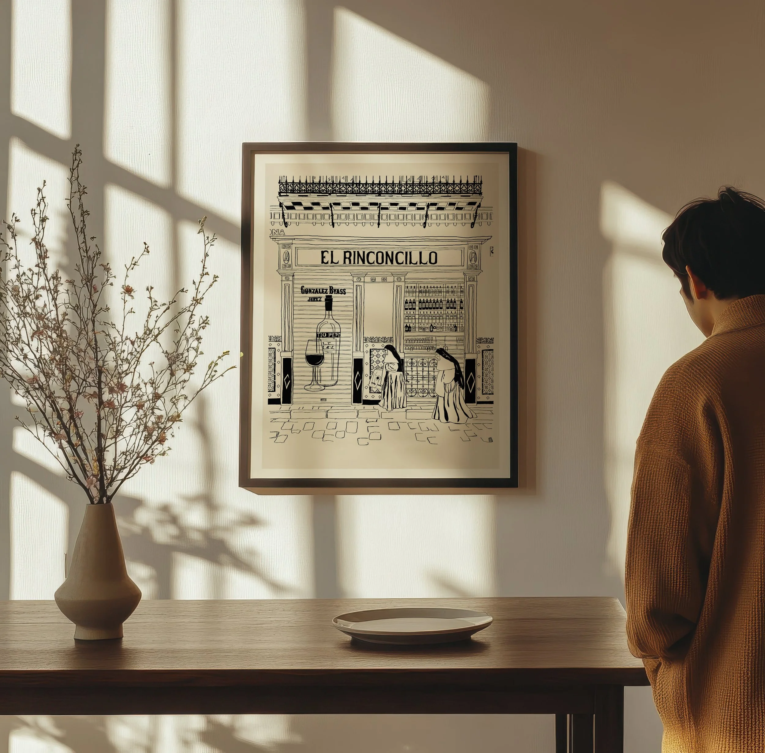 Travel print art of a tapas bar in Spain by Pascale Berkowitz wall art for home decor