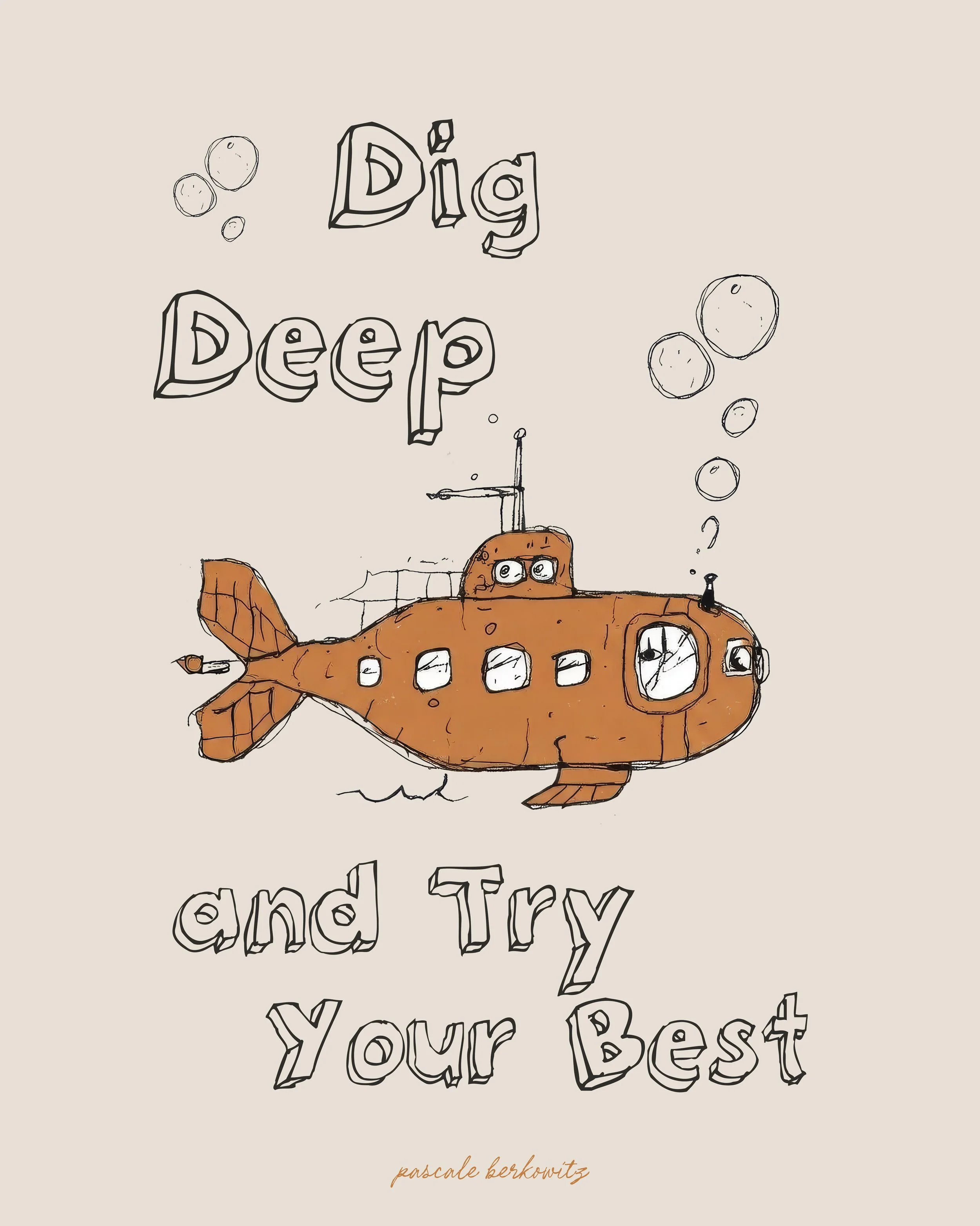 Submarine kids art print