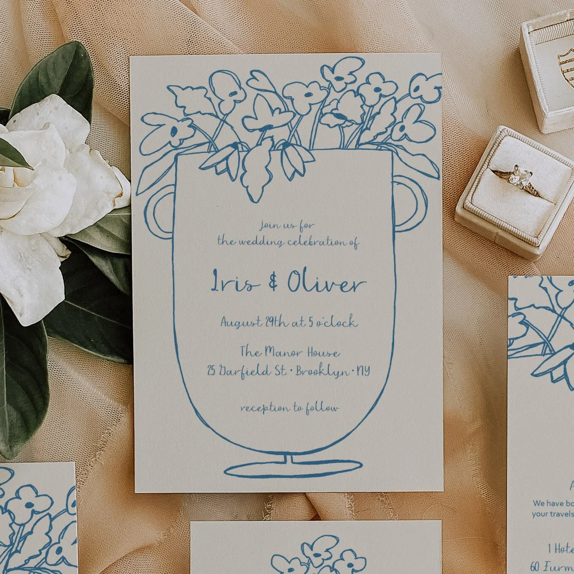 Custom Hand Drawn Wedding Invitation