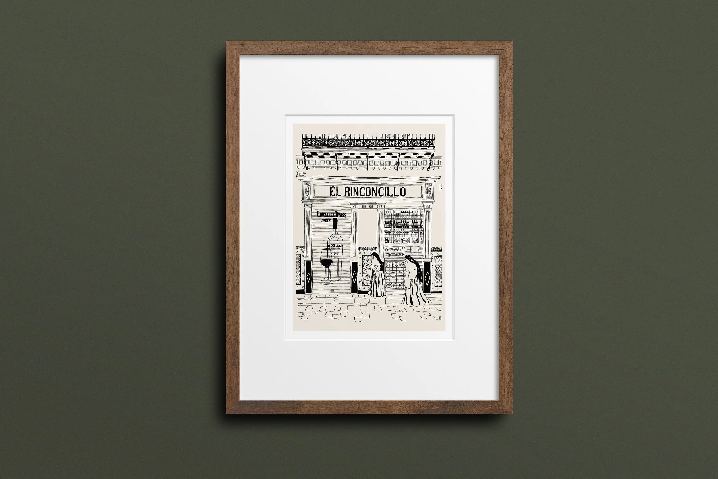 Travel print art of a tapas bar in Spain
