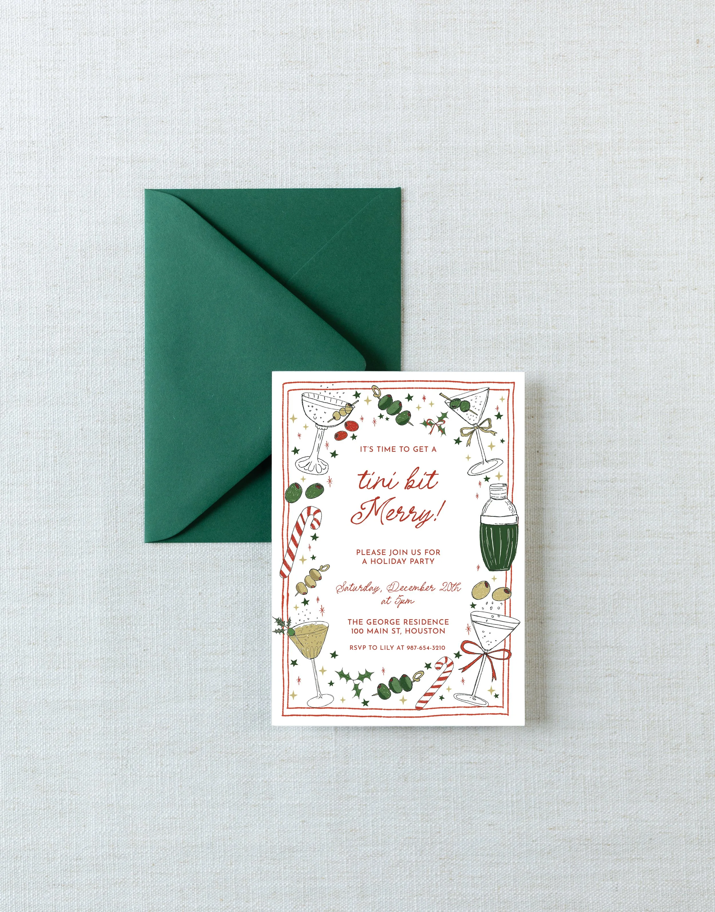 Martini holiday party invitation