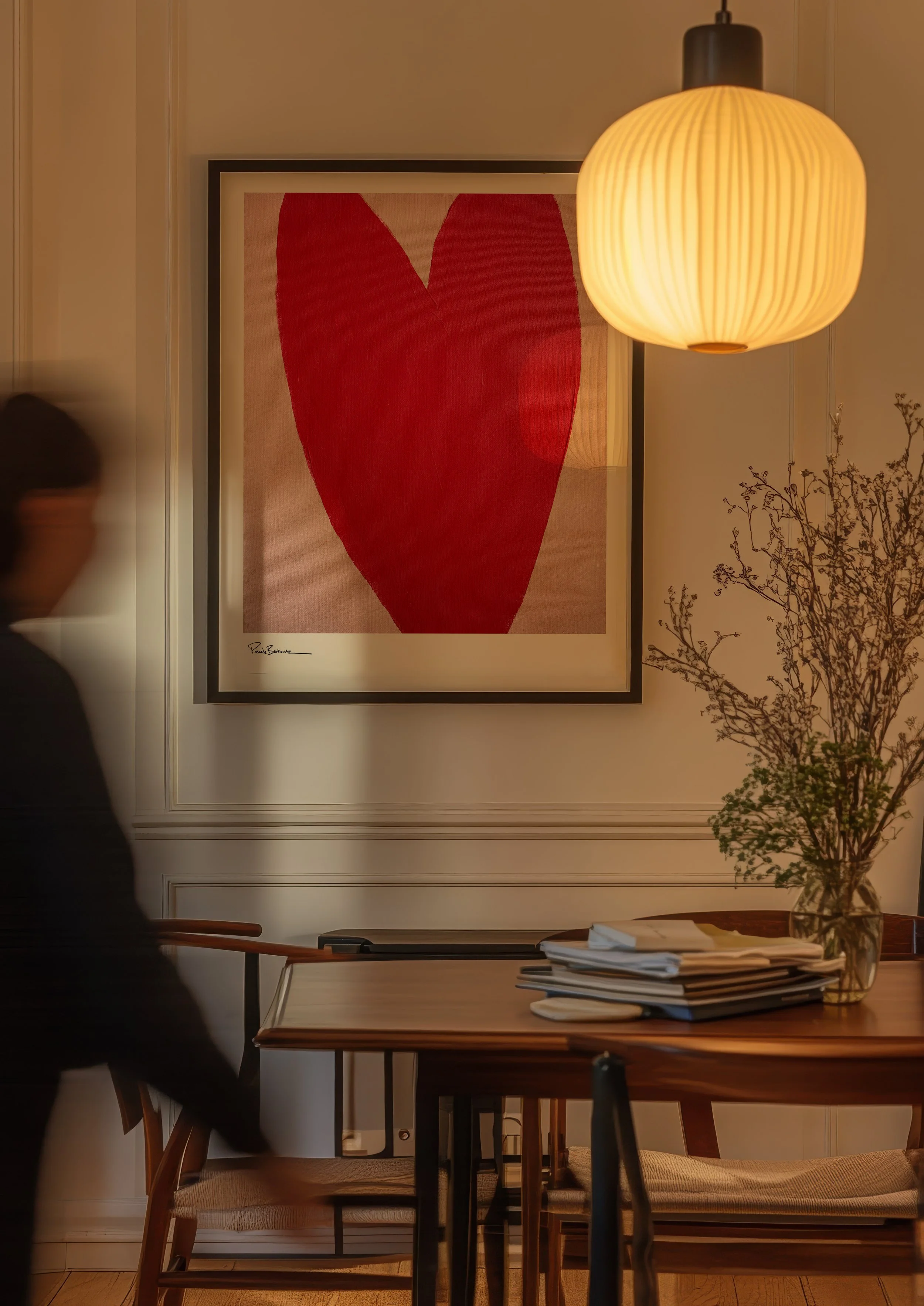 Red Heart art print from original acrylic painting by Pascale Berkowitz for at home wall art