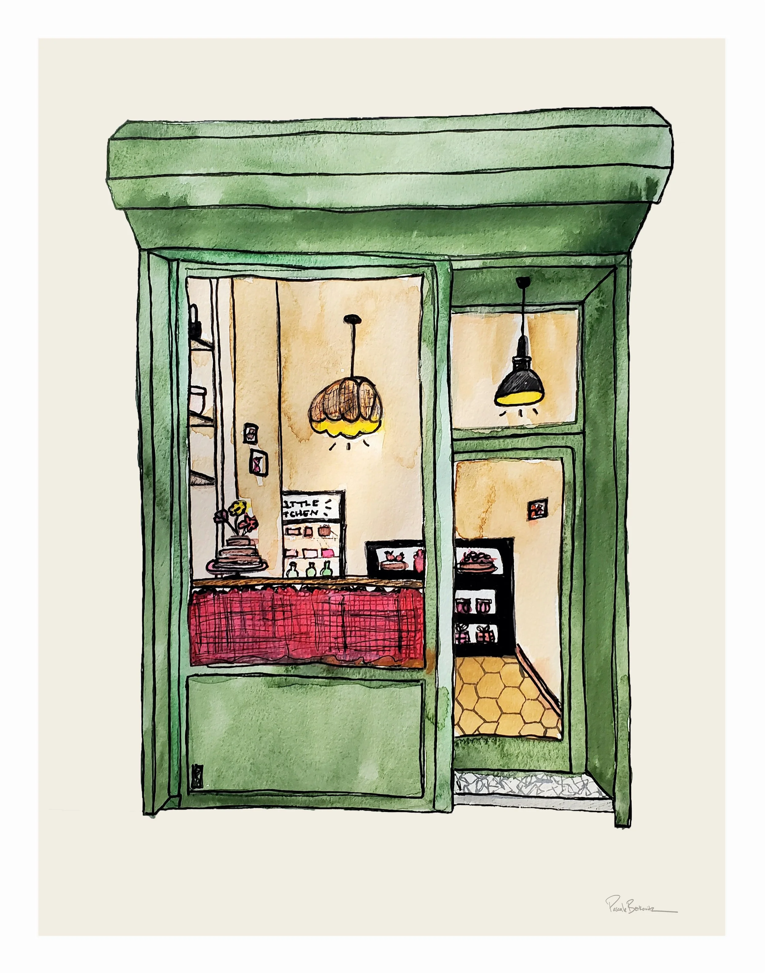 High quality paper print art of a New York bakery