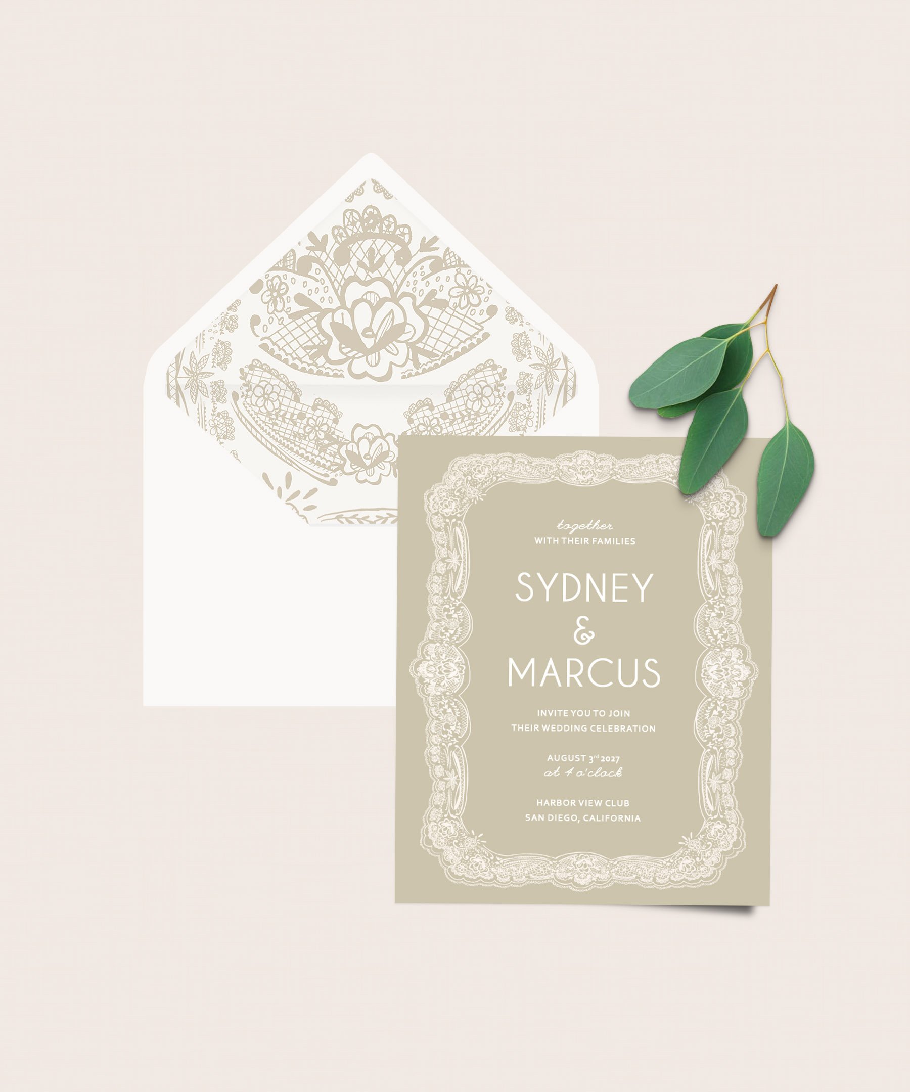 Lace wedding invitation