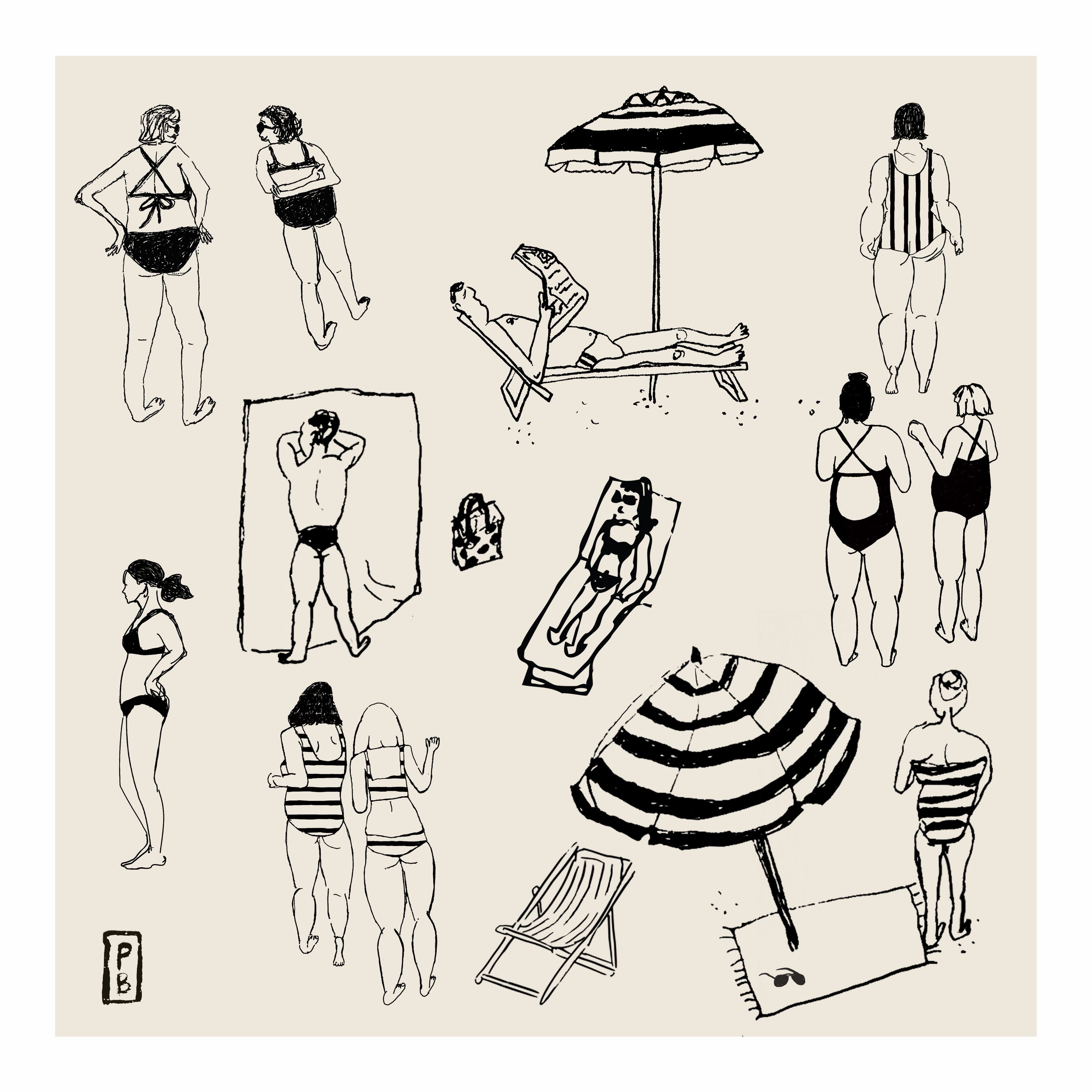 Beach sketch by Pascale Berkowitz