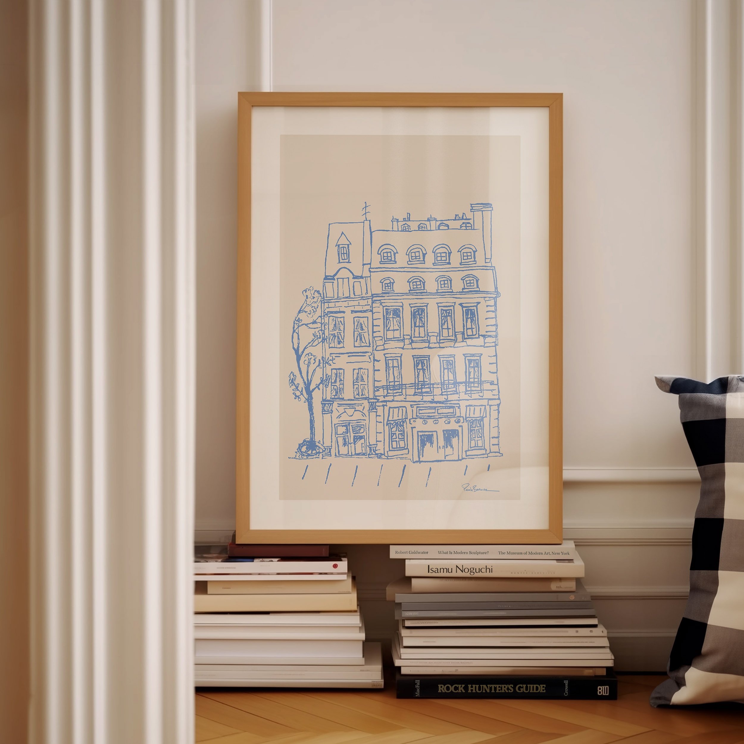 Art print from original illustration from Pascale Berkowitz of a Parisienne building for home decor wall art