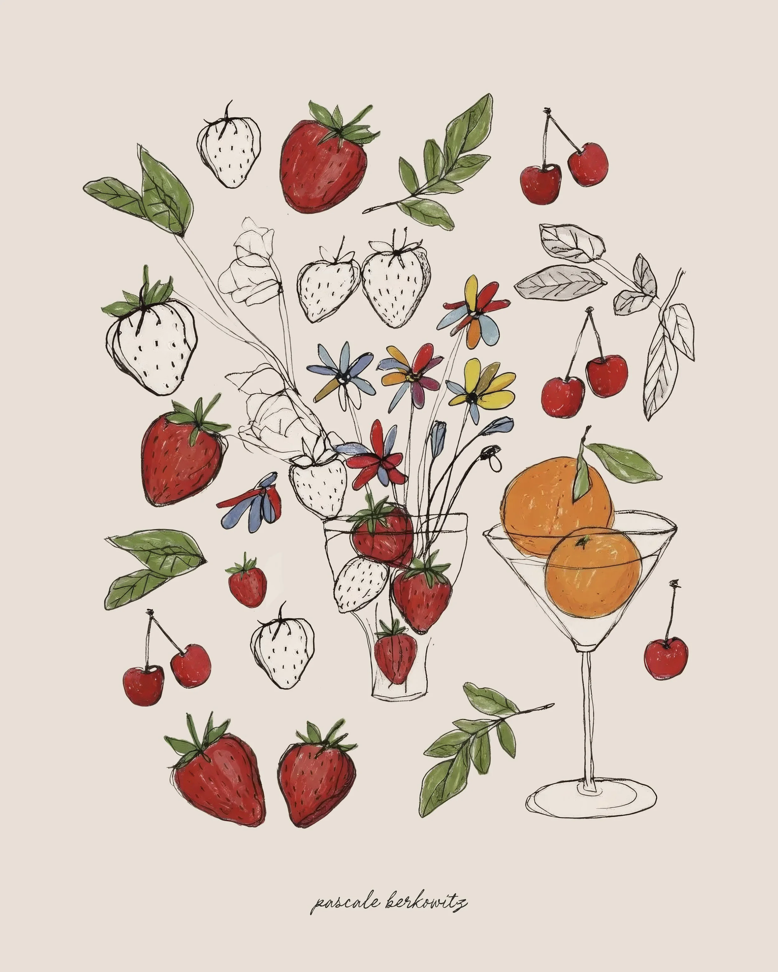 Strawberries cherries art
