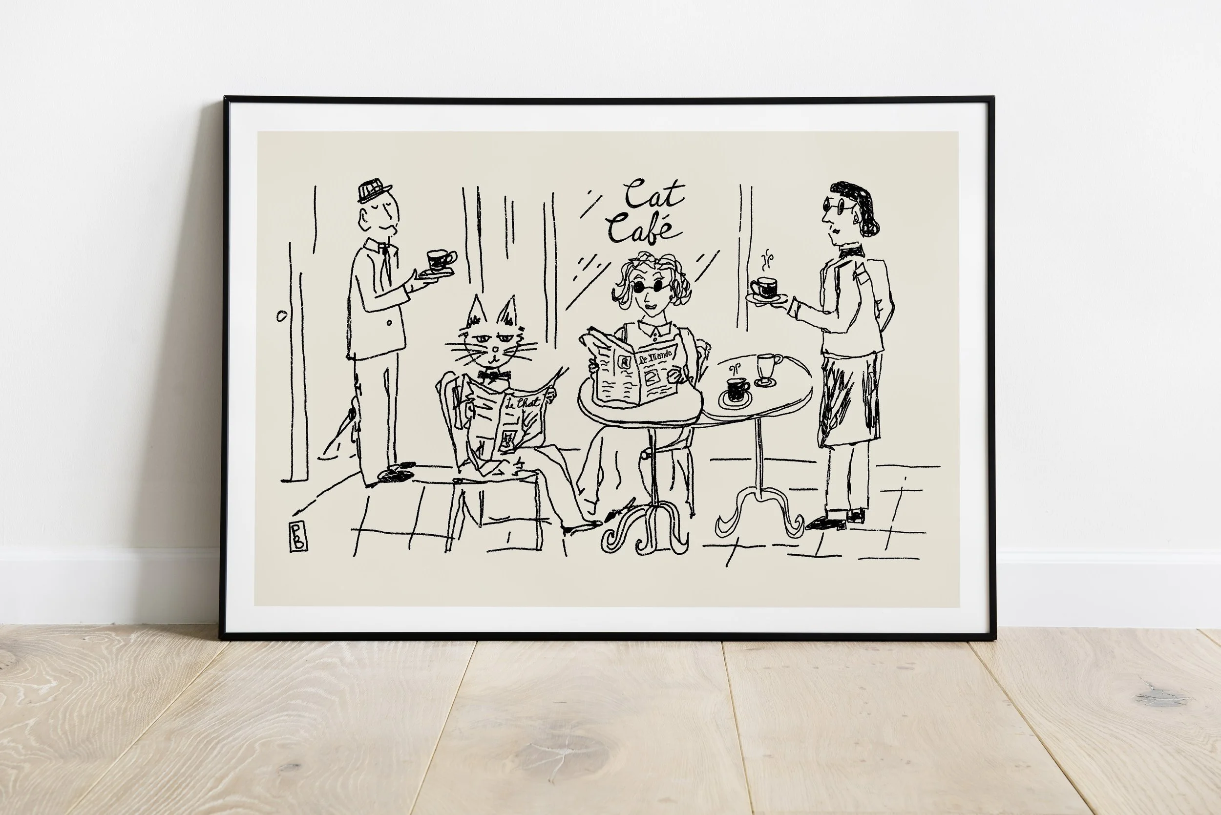 Cat Cafe Sketch illustration