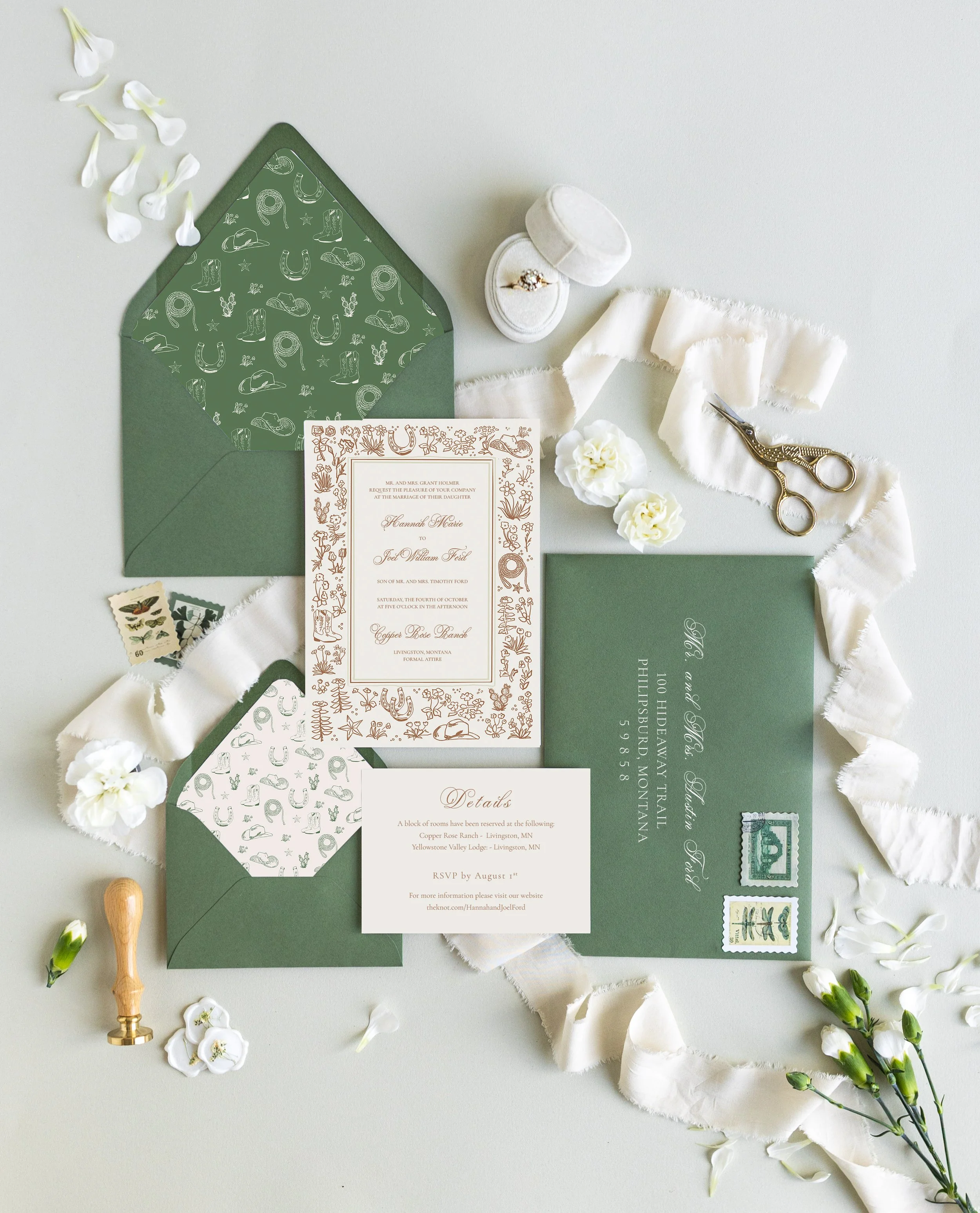 Western Themed Wedding Invitation Suite